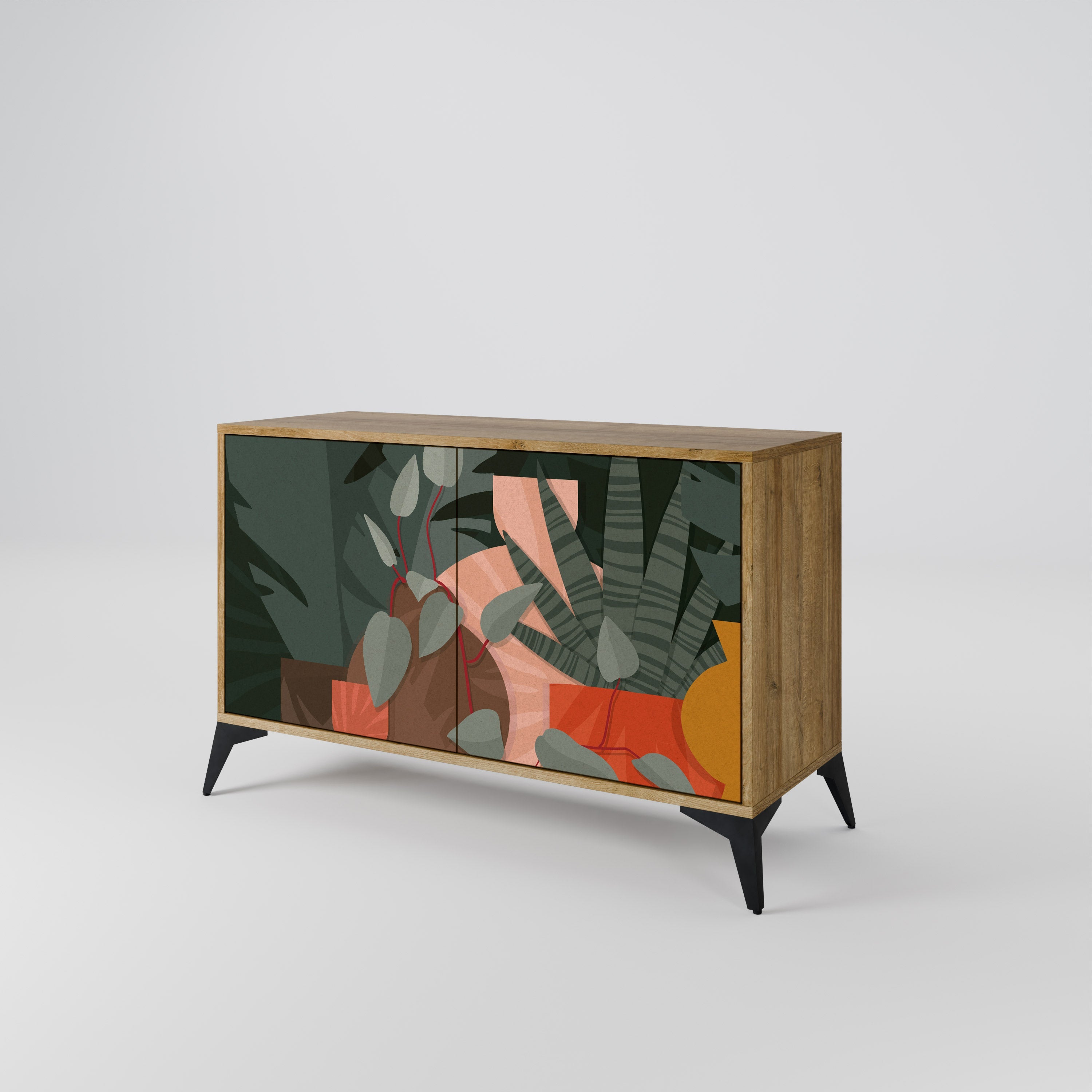 TROPICAL COMPOSITION Sideboard mit 2 Türen in Eichenoptik