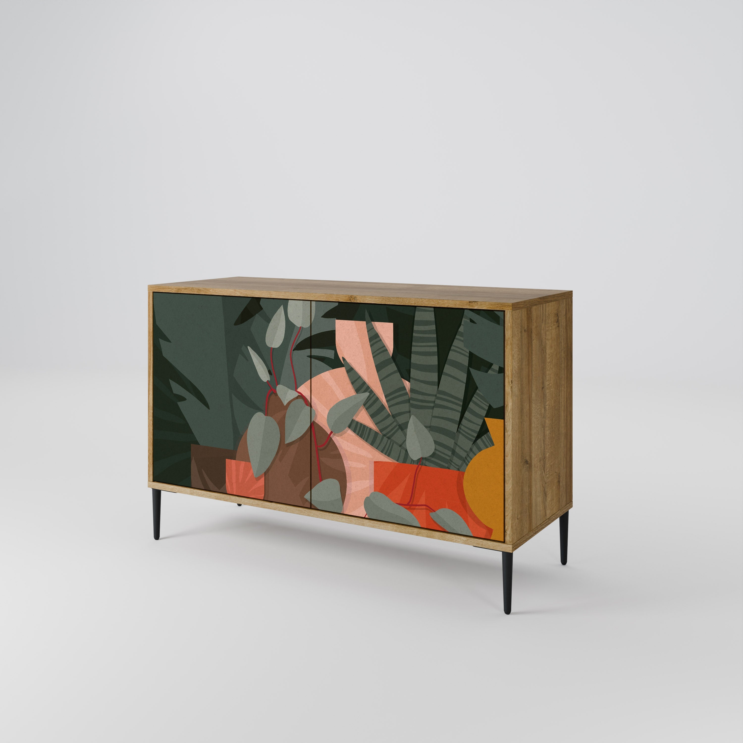 TROPICAL COMPOSITION Sideboard mit 2 Türen in Eichenoptik