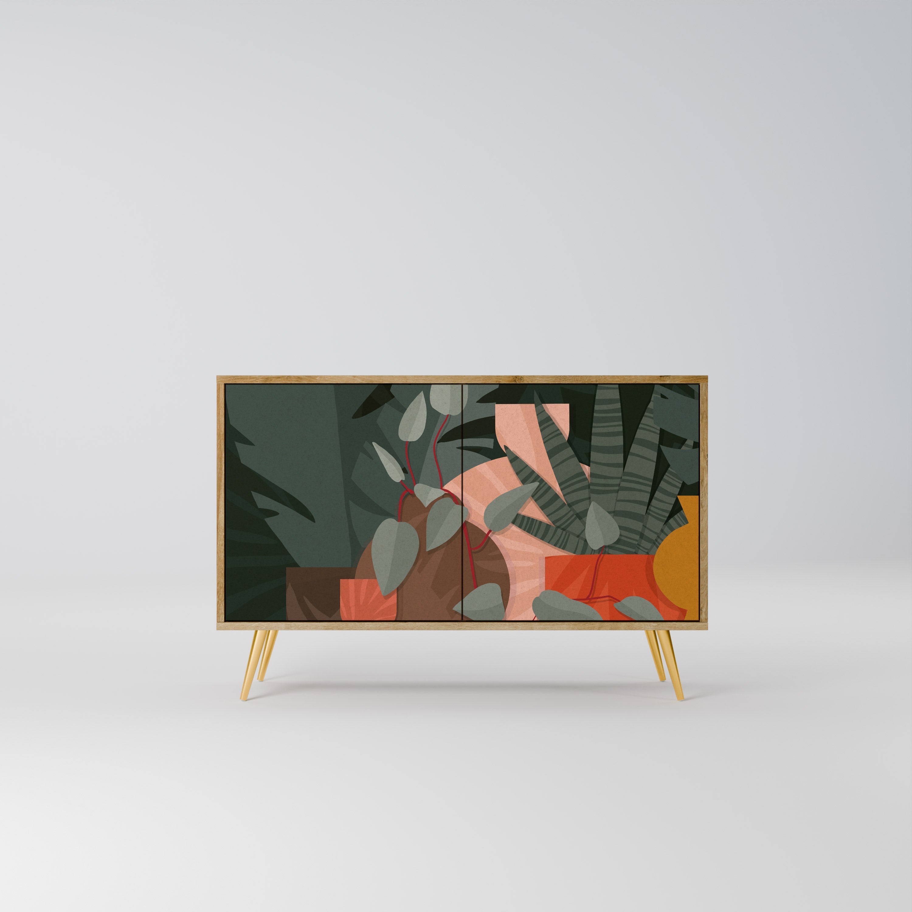 TROPICAL COMPOSITION Sideboard mit 2 Türen in Eichenoptik