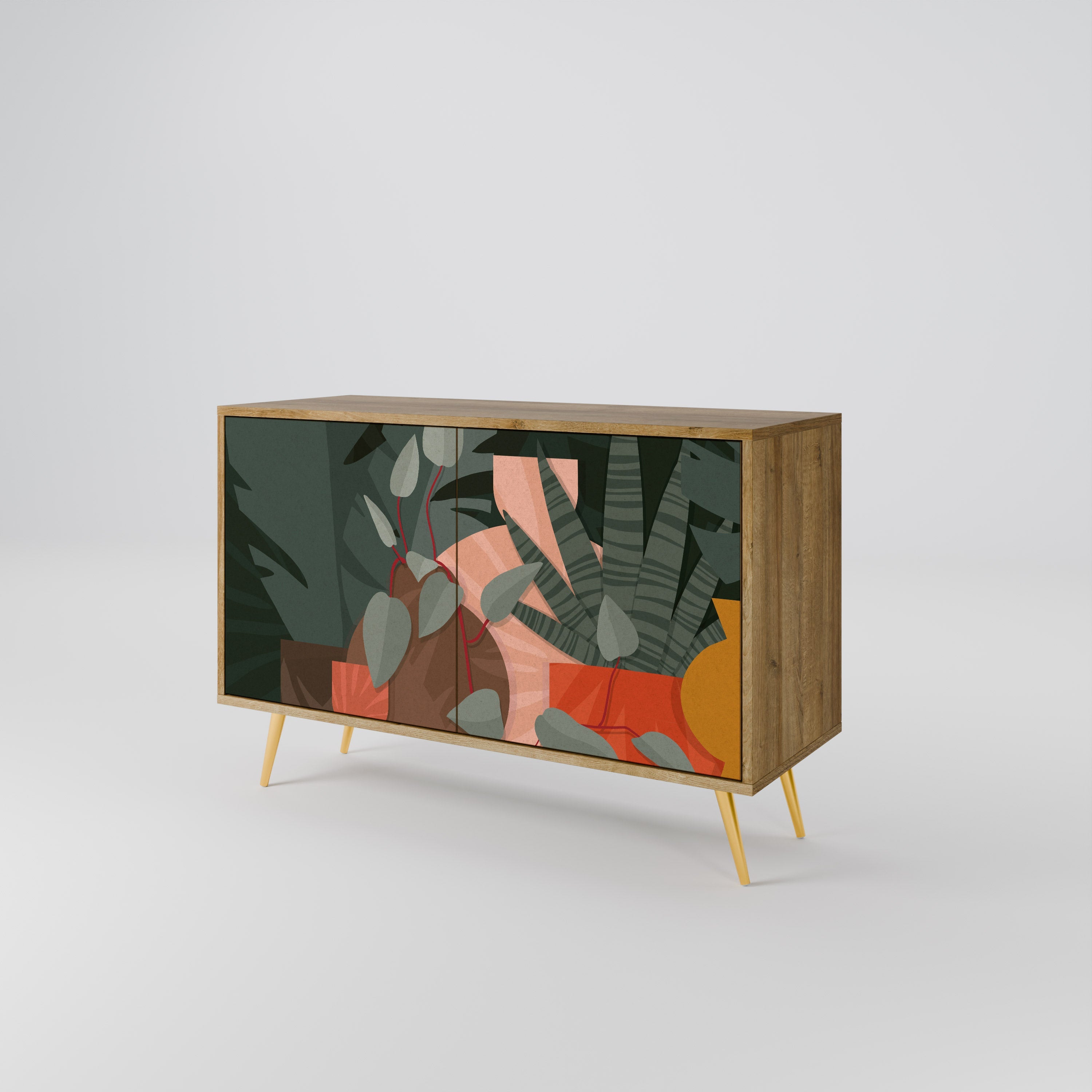 TROPICAL COMPOSITION Sideboard mit 2 Türen in Eichenoptik