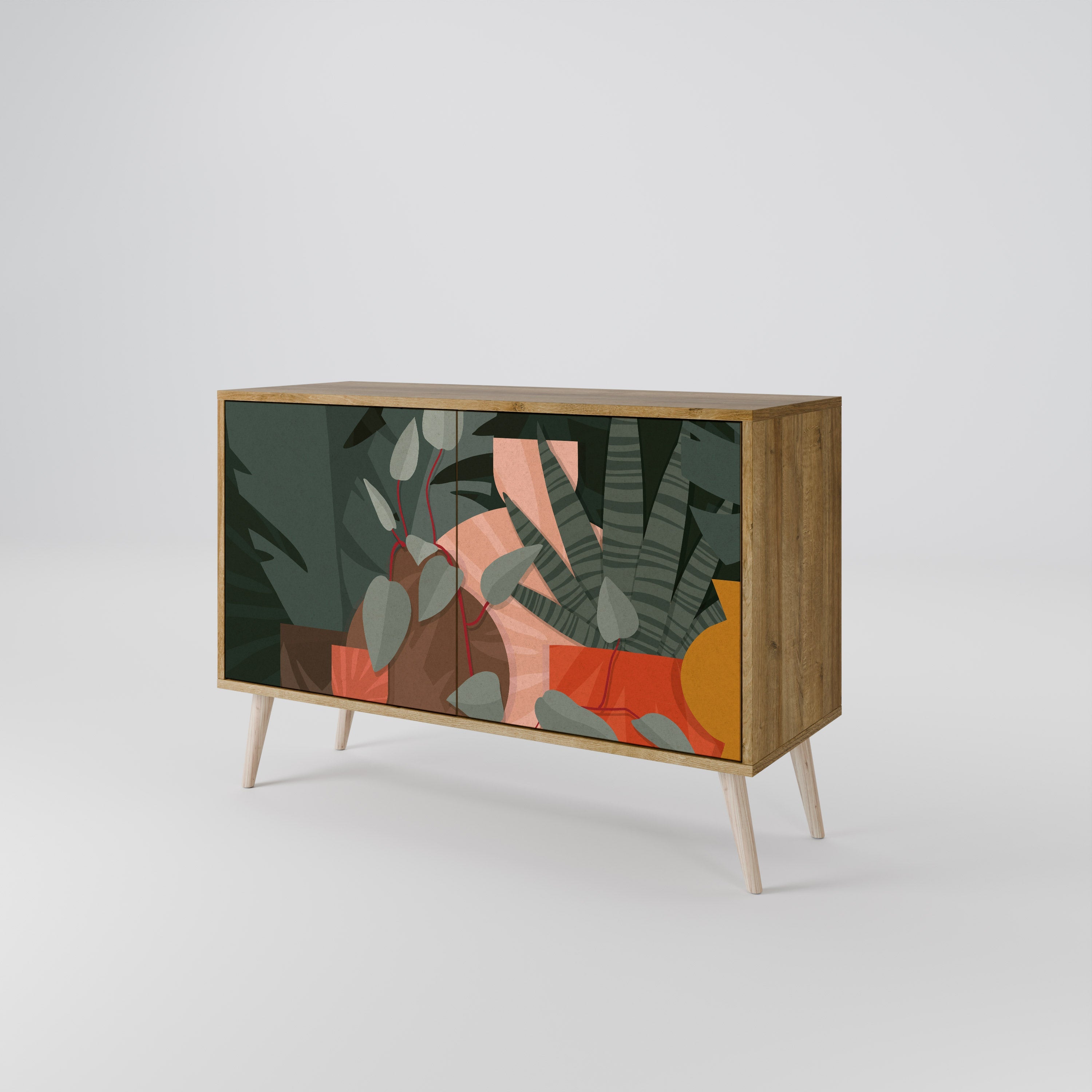 TROPICAL COMPOSITION Sideboard mit 2 Türen in Eichenoptik