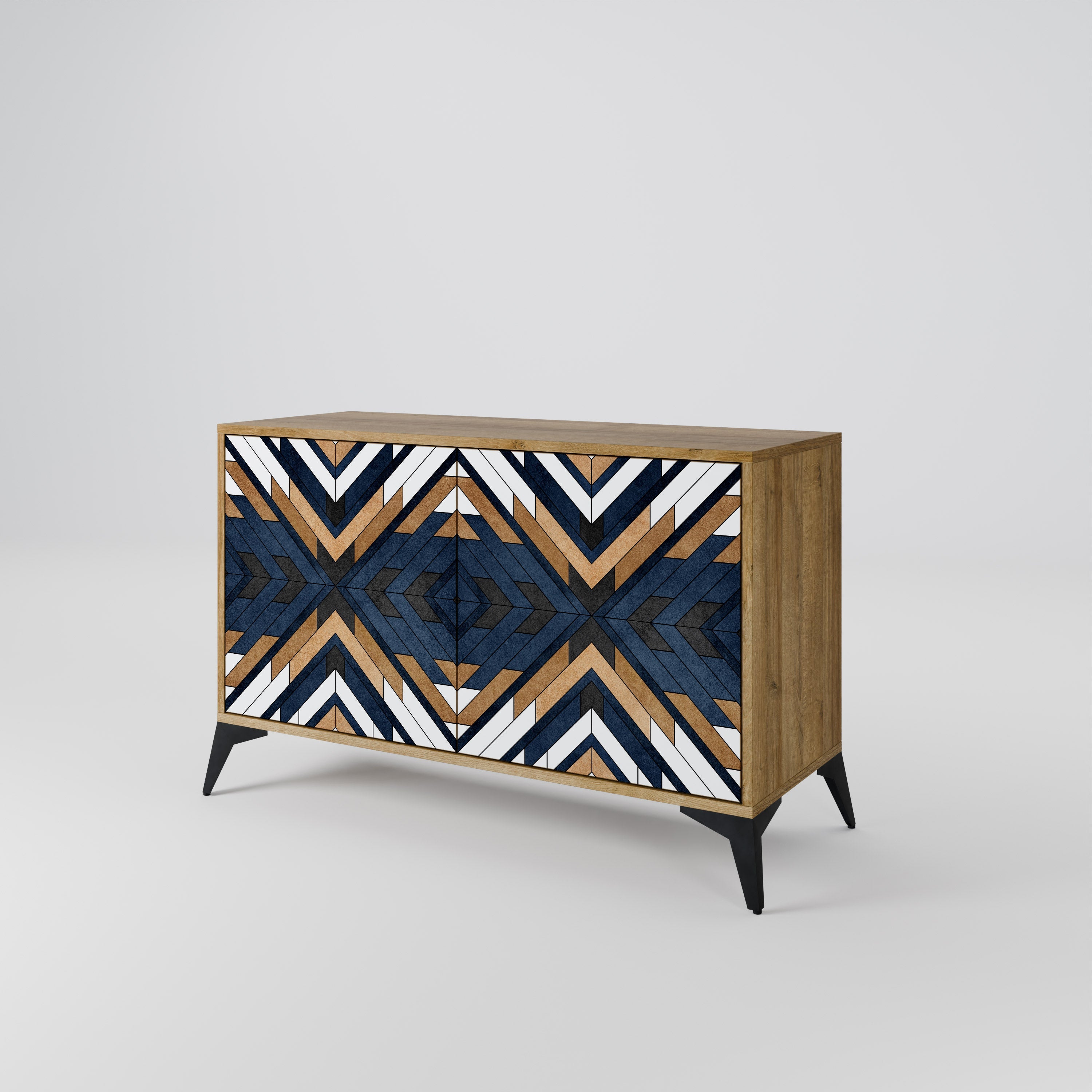 ARTFUL GEOMETRY Sideboard mit 2 Türen in Eichenoptik
