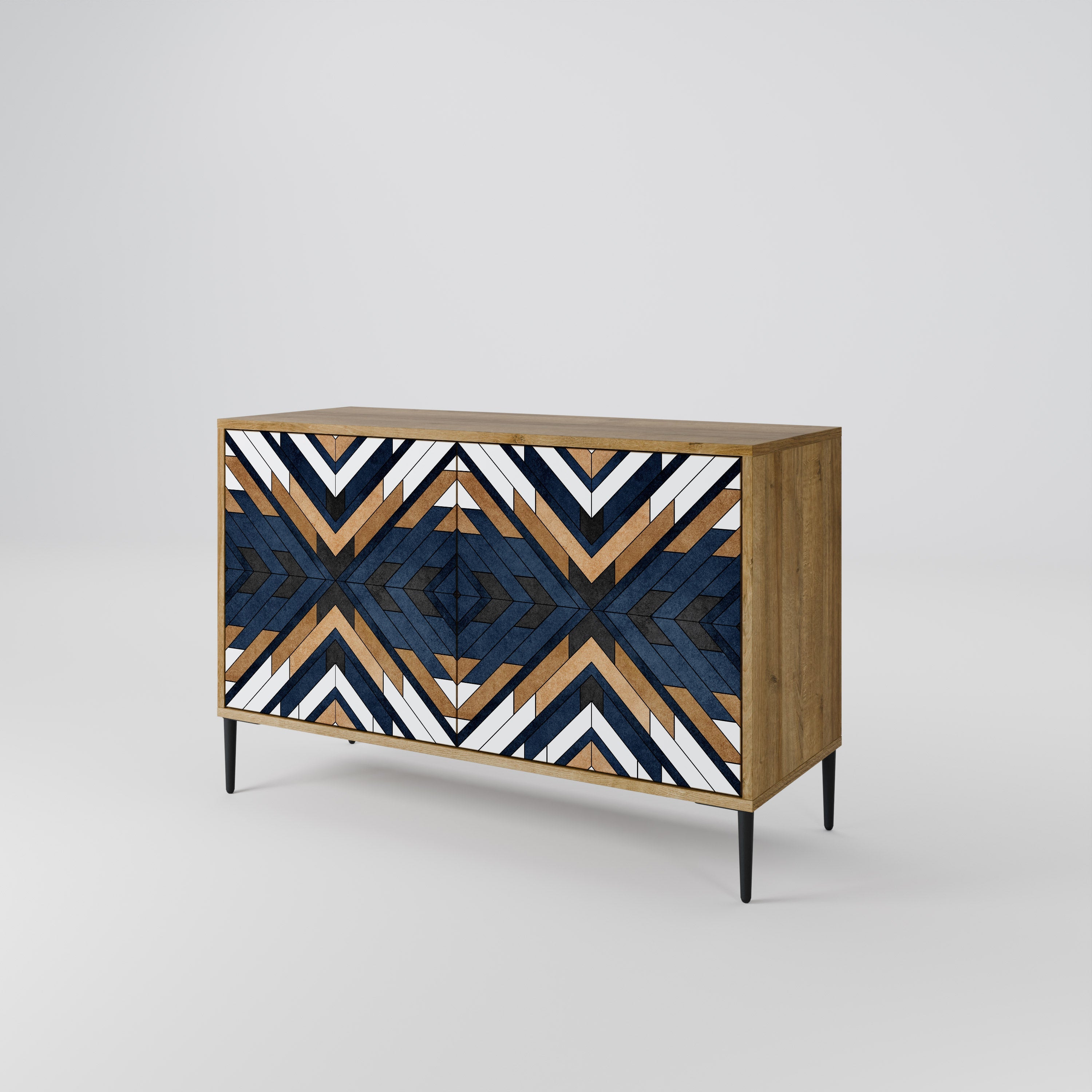 ARTFUL GEOMETRY Sideboard mit 2 Türen in Eichenoptik