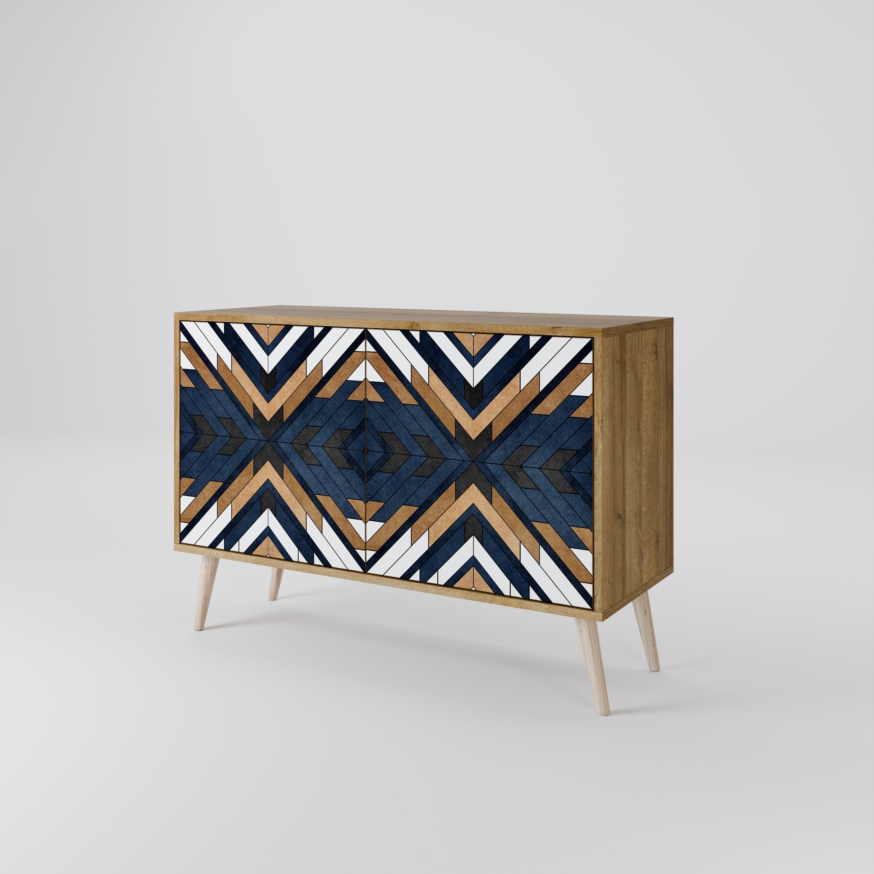 ARTFUL GEOMETRY Sideboard mit 2 Türen in Eichenoptik