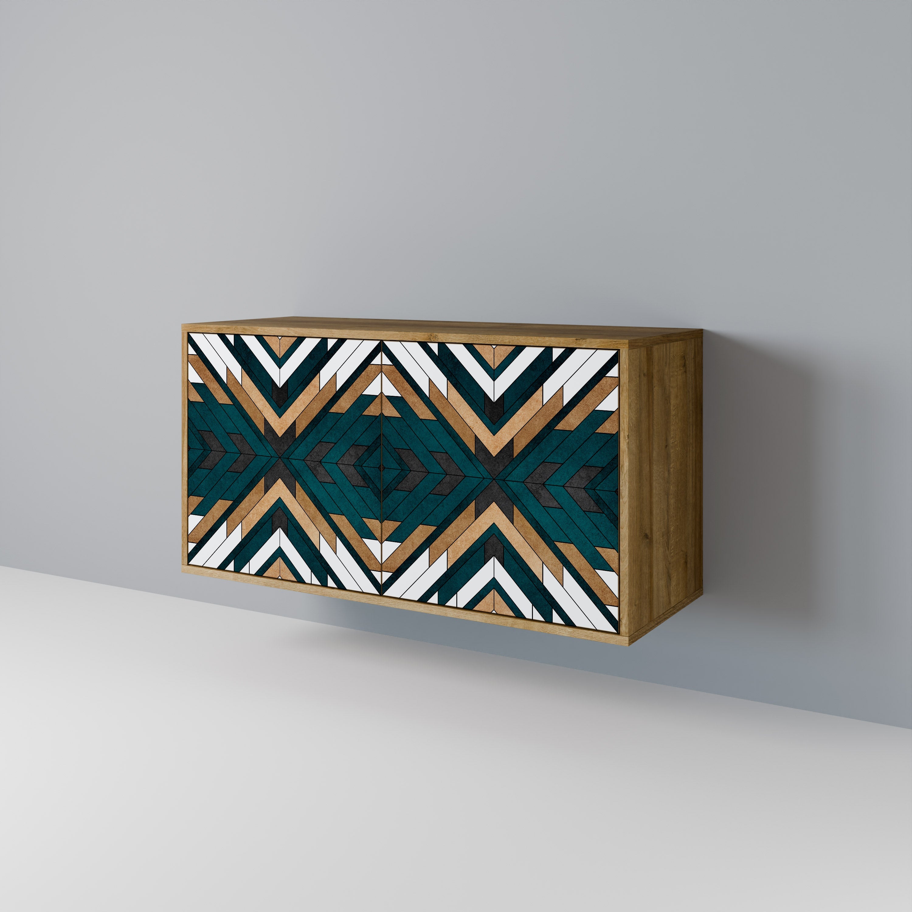 ARTISTIC GEOMETRY Sideboard mit 2 Türen in Eichenoptik