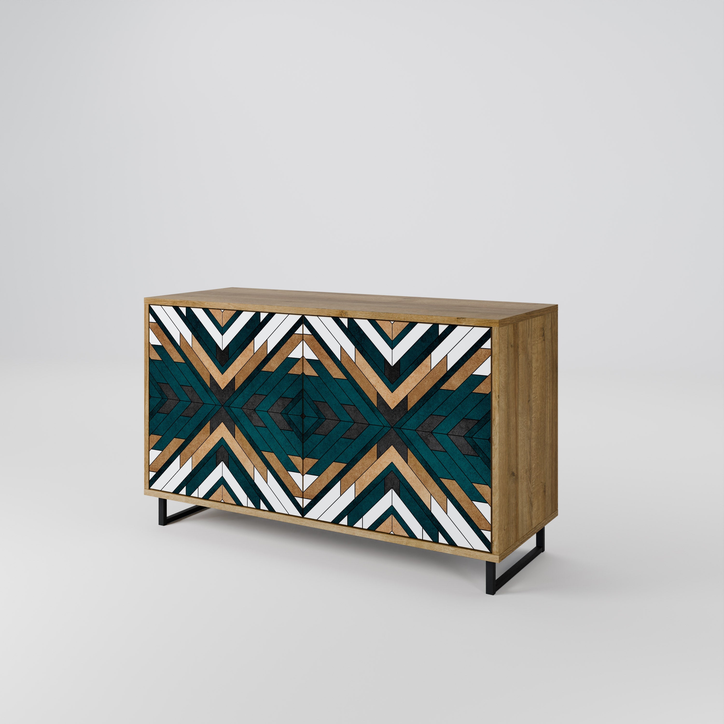 ARTISTIC GEOMETRY Sideboard mit 2 Türen in Eichenoptik