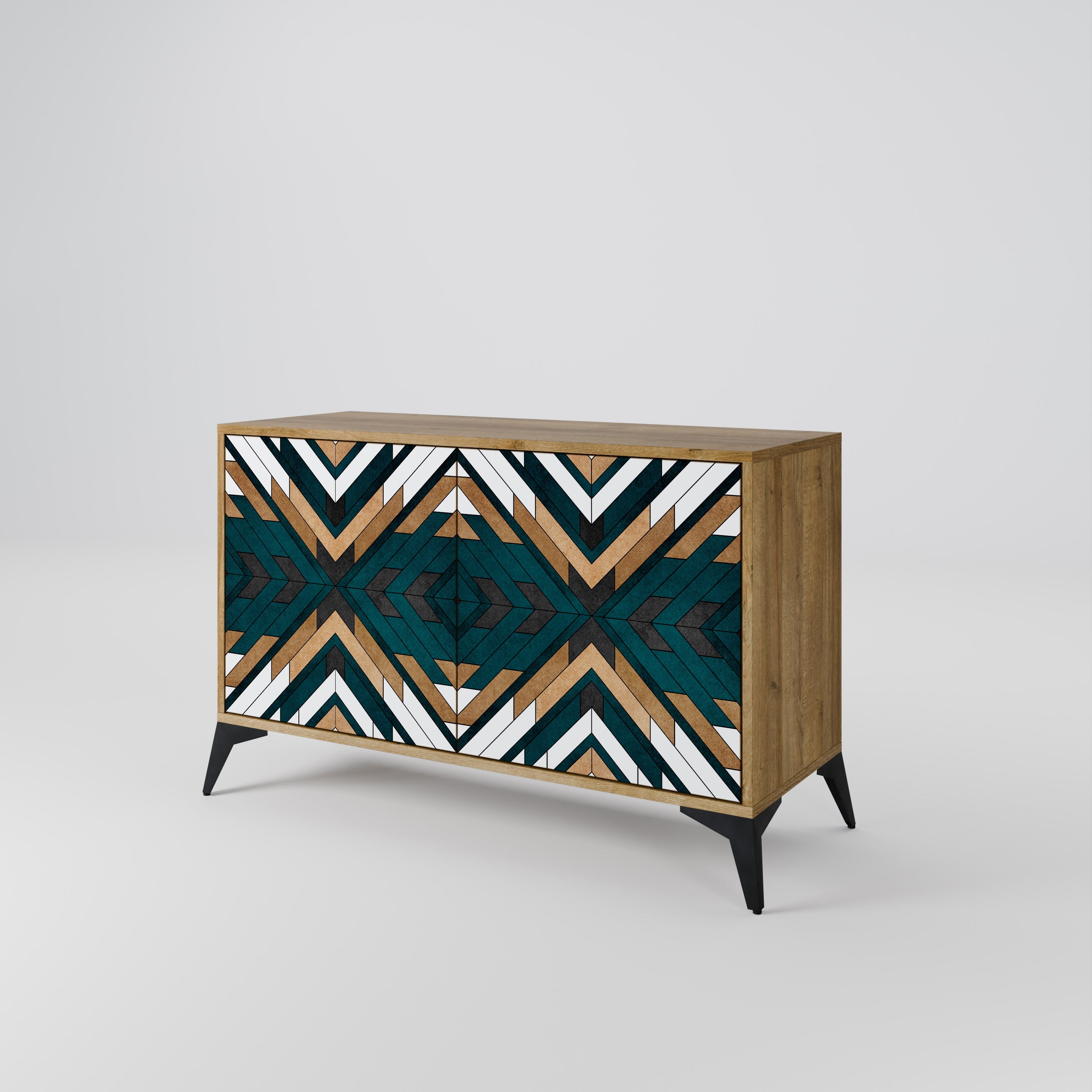 ARTISTIC GEOMETRY Sideboard mit 2 Türen in Eichenoptik