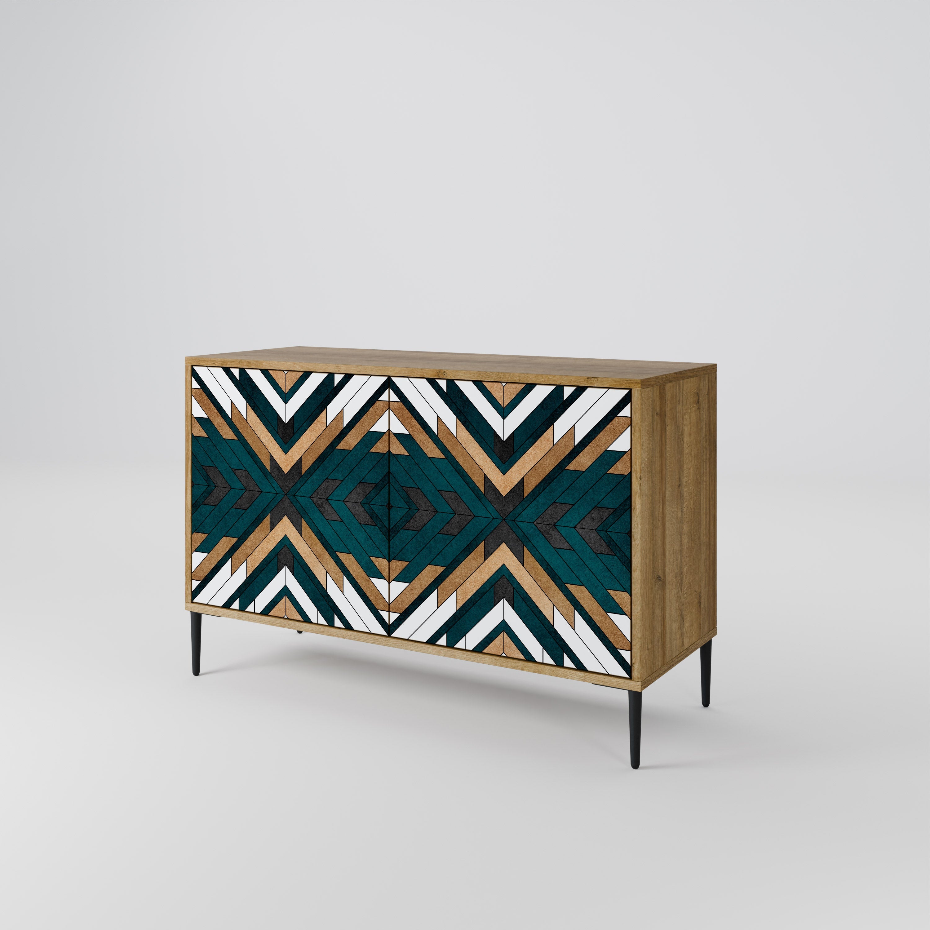 ARTISTIC GEOMETRY Sideboard mit 2 Türen in Eichenoptik