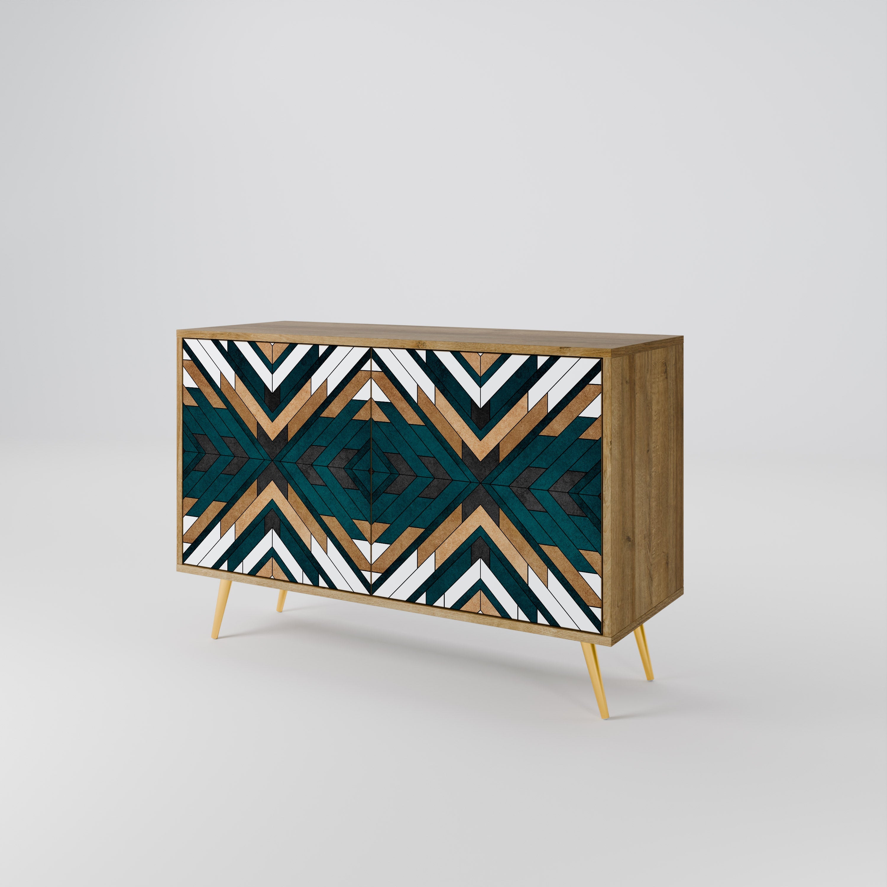 ARTISTIC GEOMETRY Sideboard mit 2 Türen in Eichenoptik
