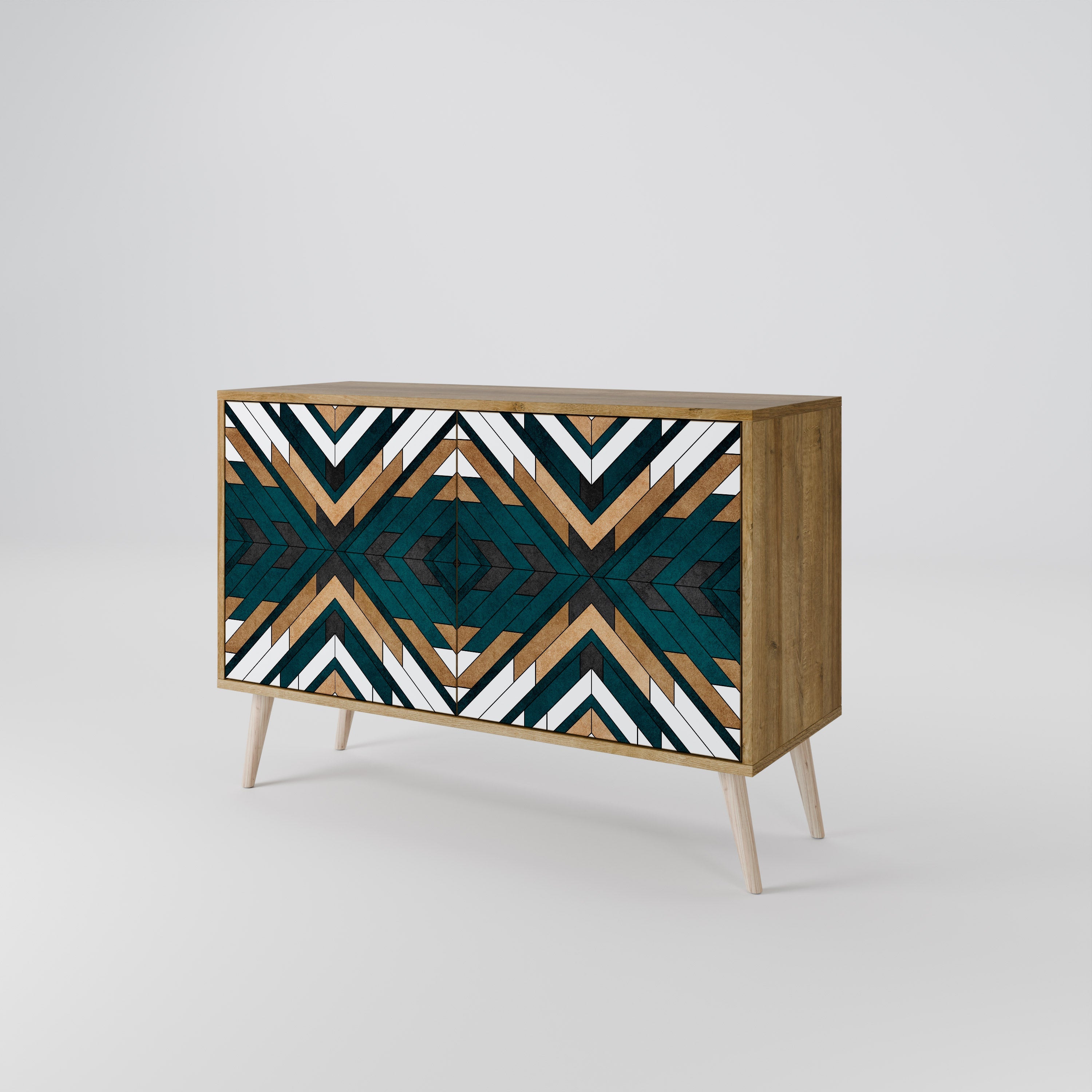 ARTISTIC GEOMETRY Sideboard mit 2 Türen in Eichenoptik