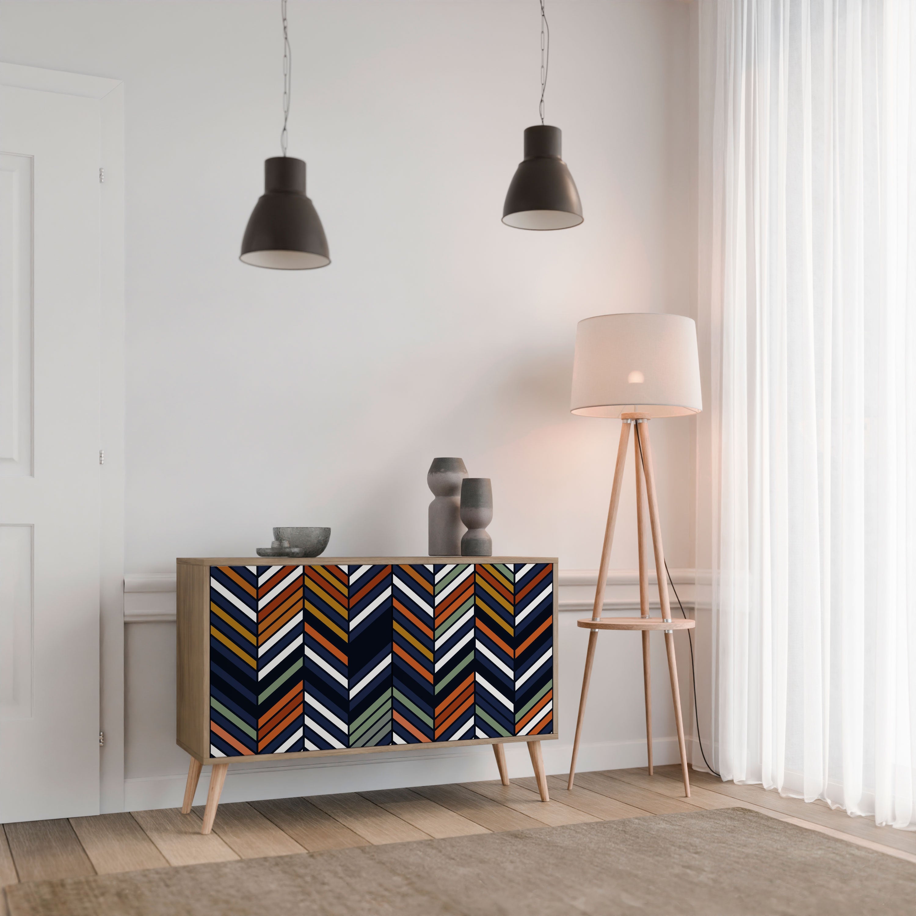 VIBRANT PATCHWORK Sideboard mit 2 Türen in Eichenoptik