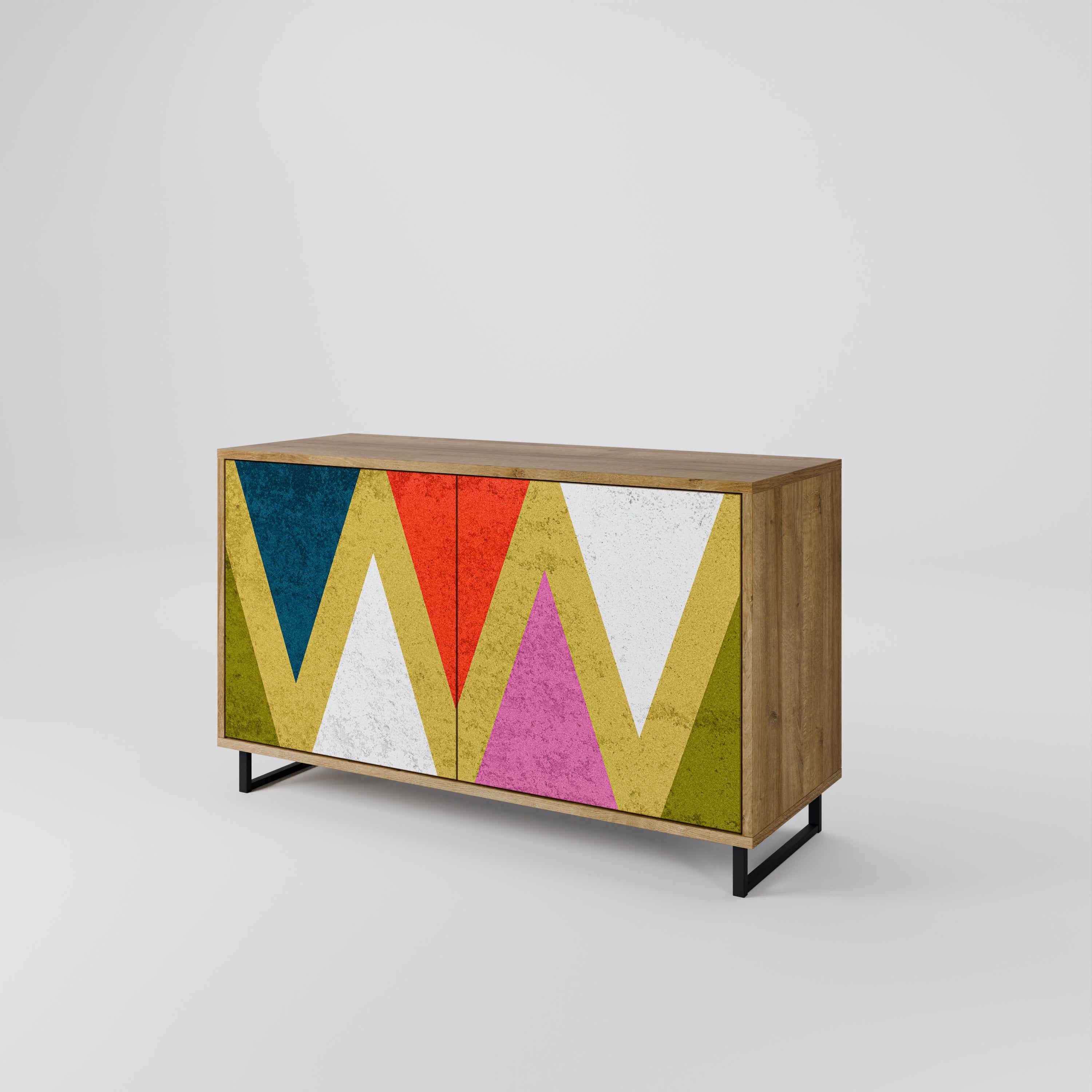COLORFUL TRIANGLES 2-türiges Sideboard in Eichenoptik