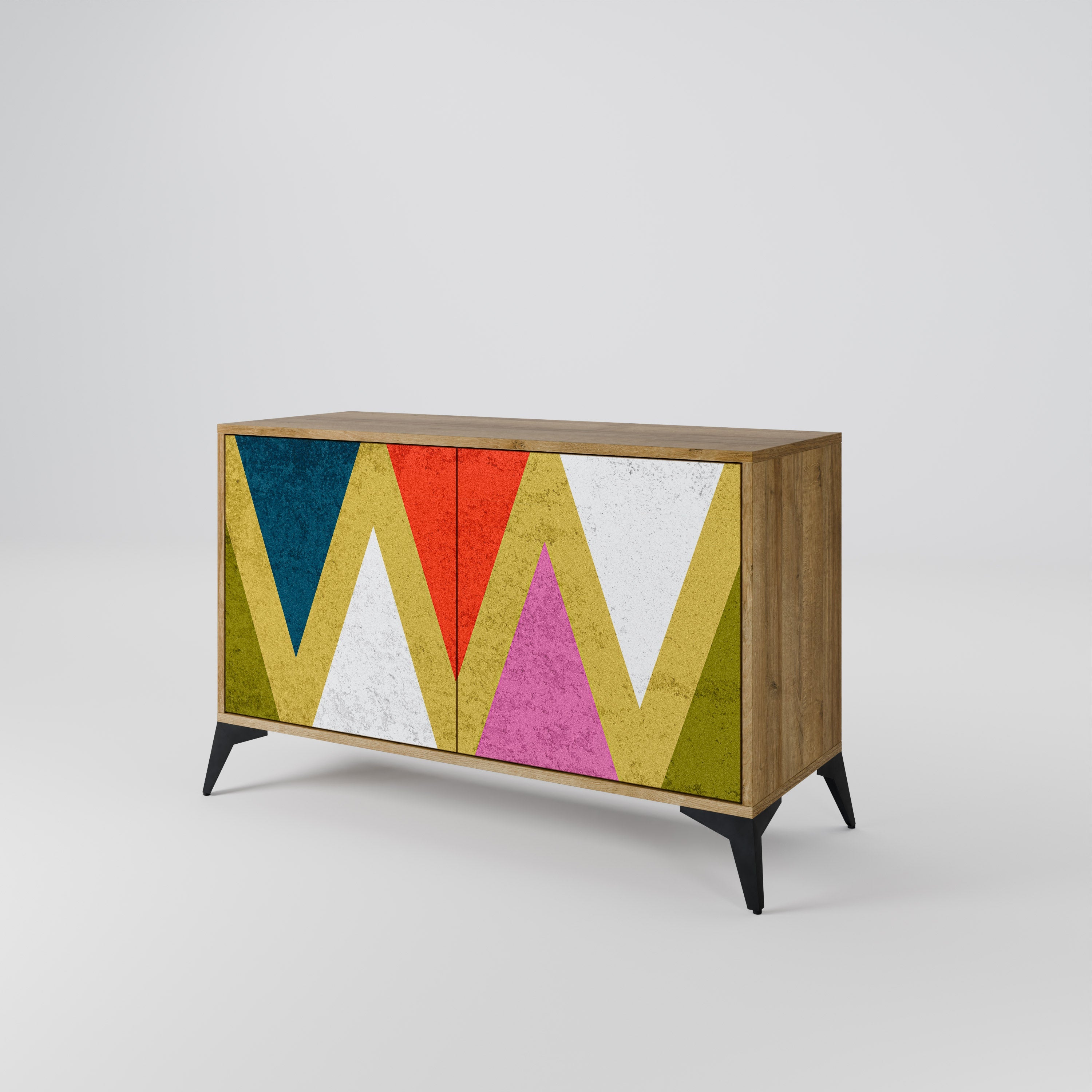 COLORFUL TRIANGLES 2-türiges Sideboard in Eichenoptik