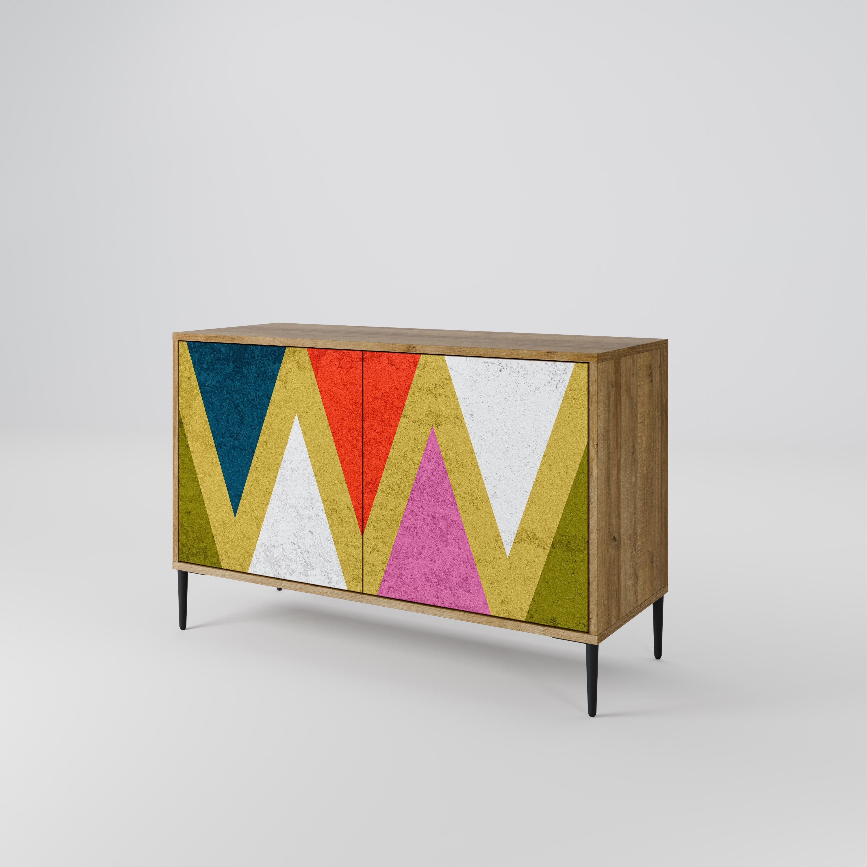 COLORFUL TRIANGLES 2-türiges Sideboard in Eichenoptik