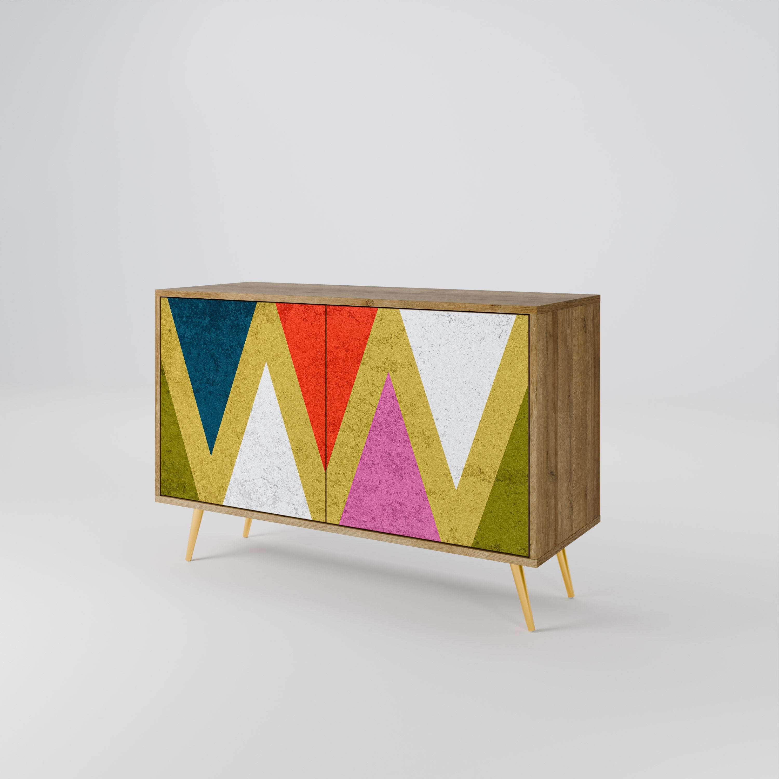 COLORFUL TRIANGLES 2-türiges Sideboard in Eichenoptik