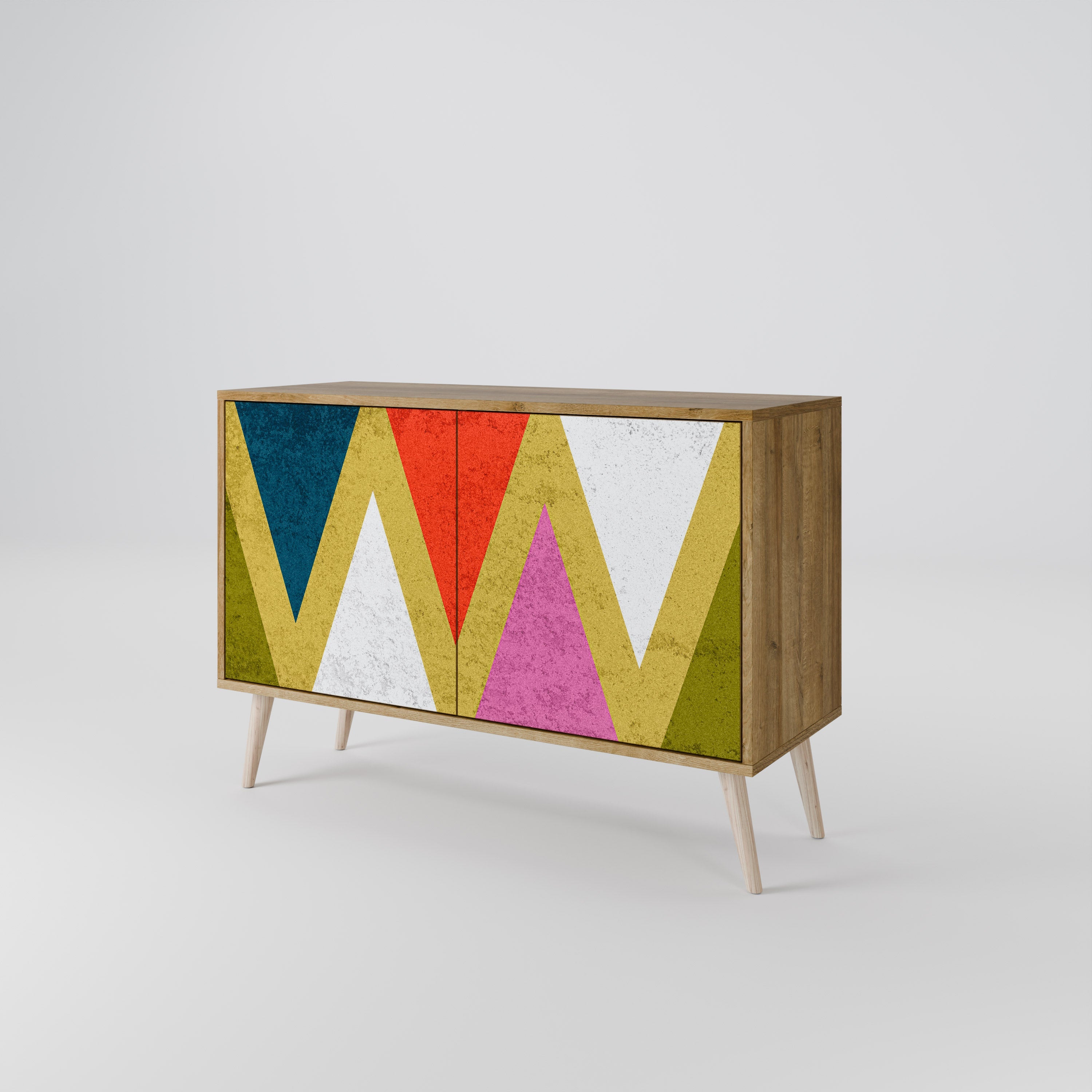 COLORFUL TRIANGLES 2-türiges Sideboard in Eichenoptik