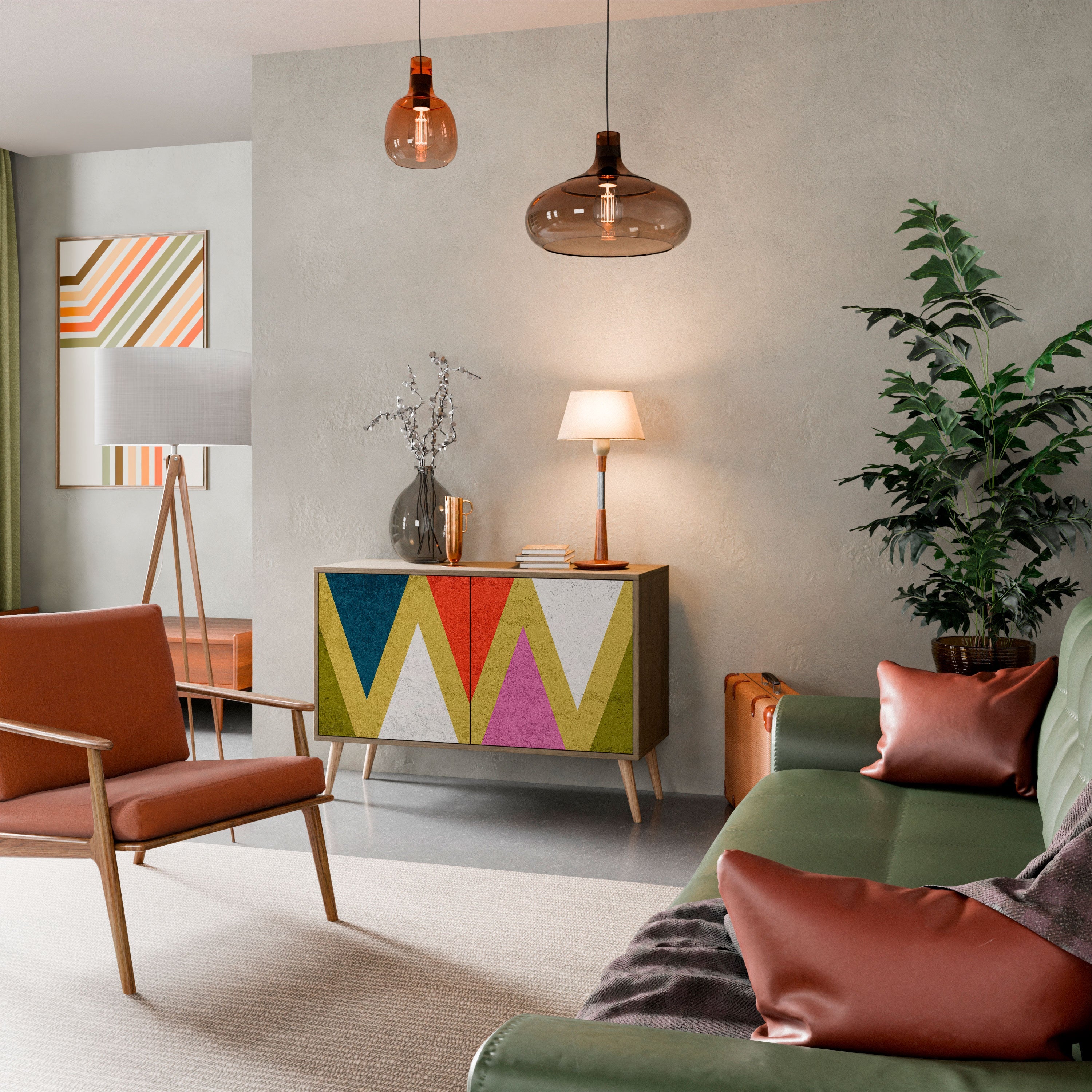 COLORFUL TRIANGLES 2-türiges Sideboard in Eichenoptik