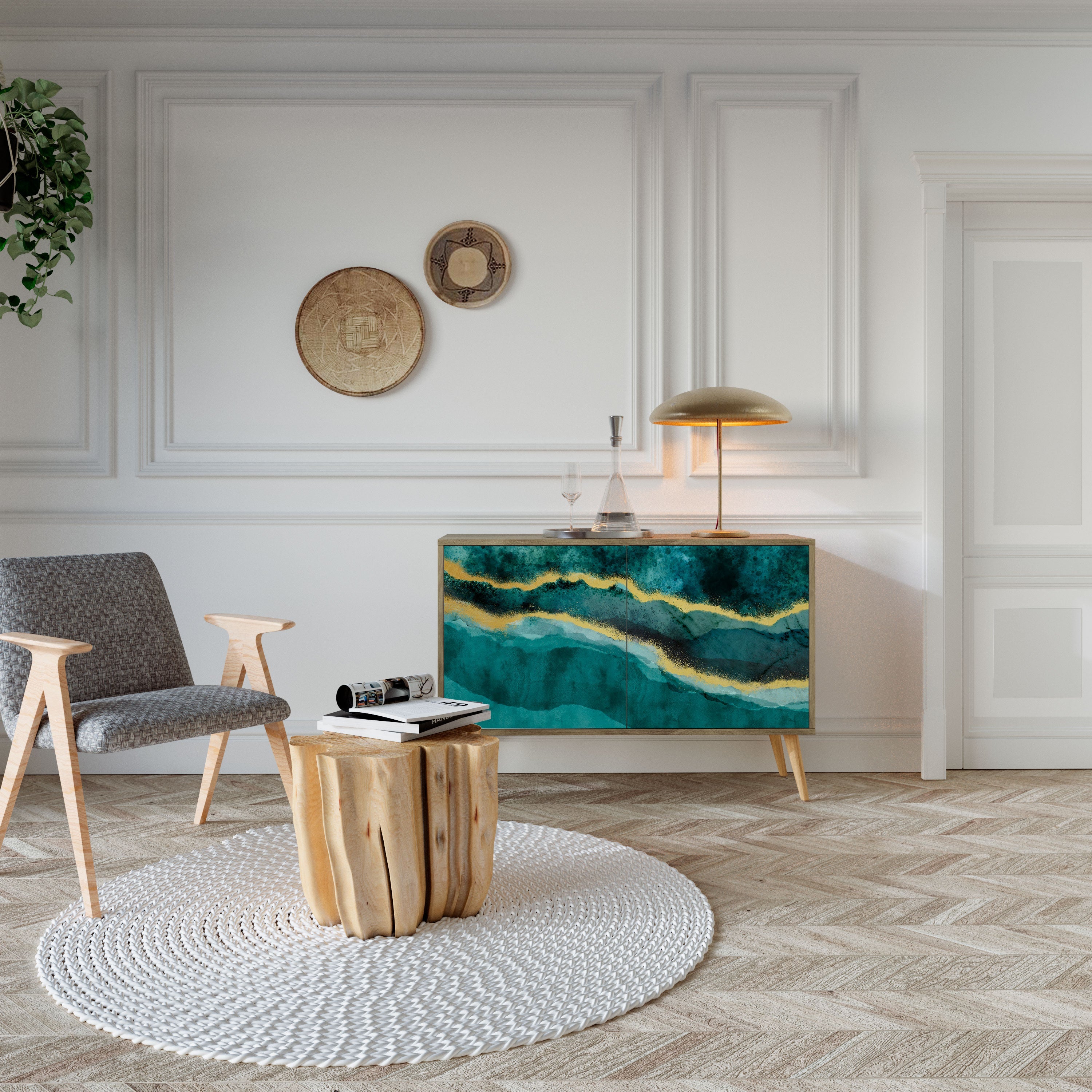 GOLDRUSH ODYSSEY Sideboard mit 2 Türen in Eichenoptik