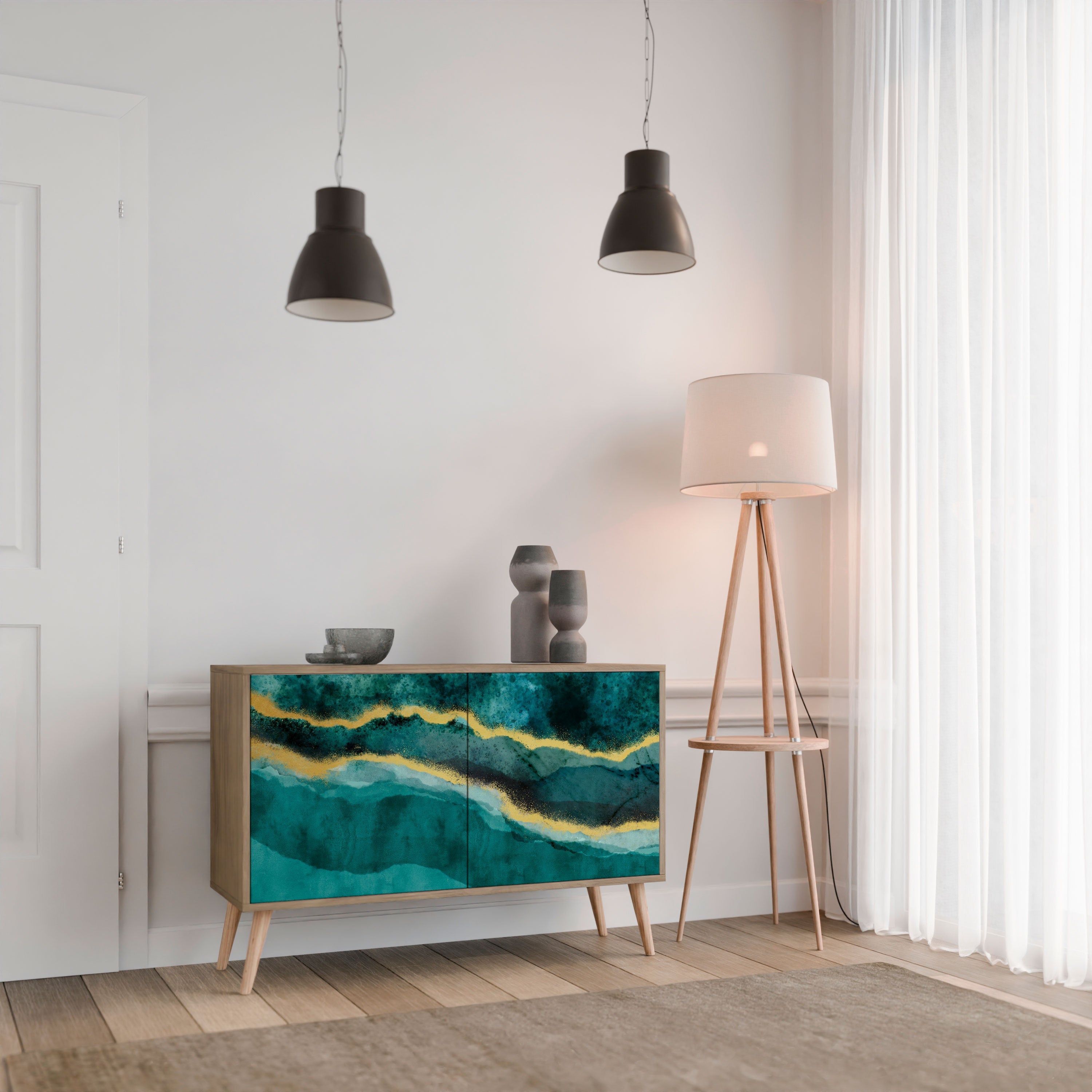 GOLDRUSH ODYSSEY Sideboard mit 2 Türen in Eichenoptik