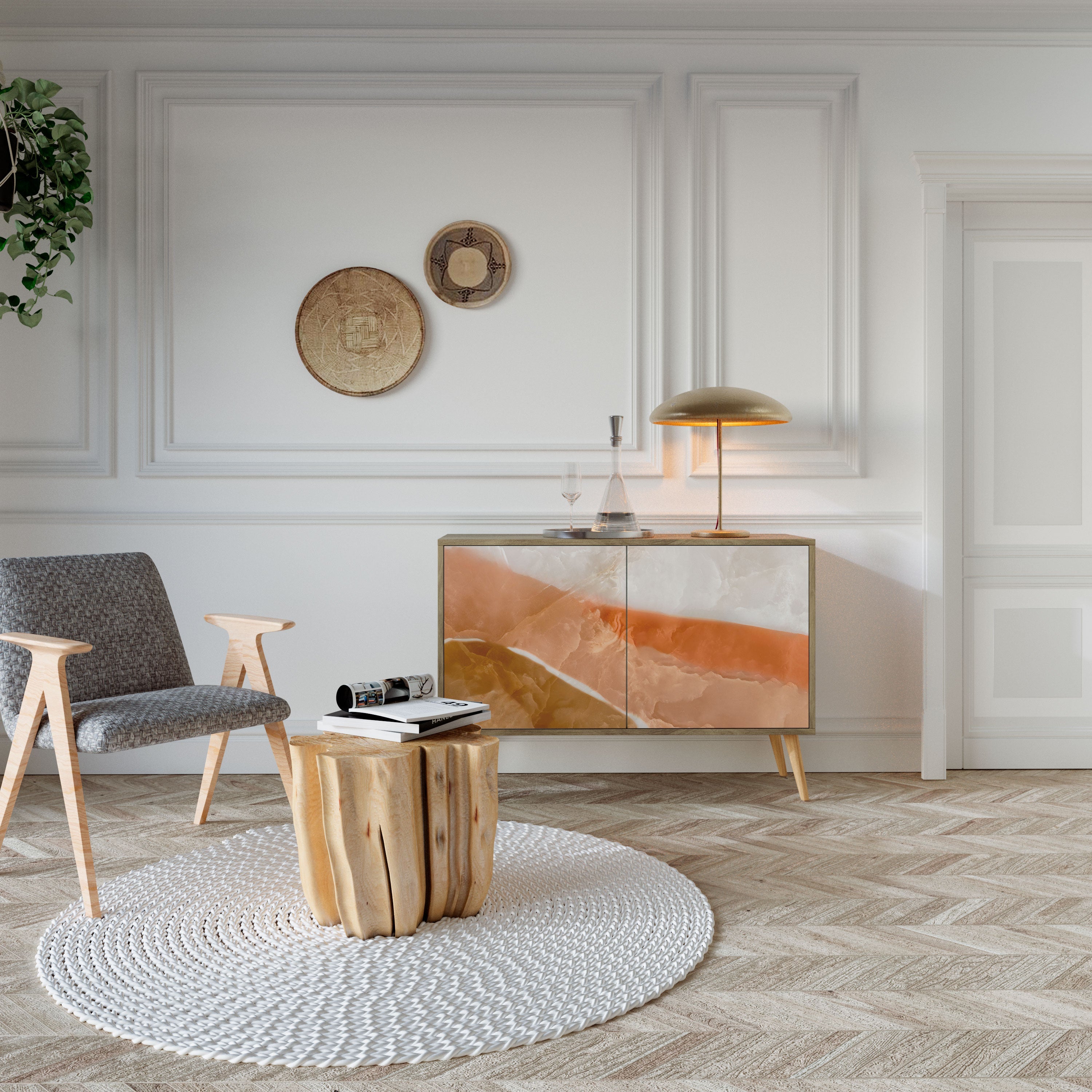 SANDHILLS SPLENDOUR Sideboard mit 2 Türen in Eichenoptik