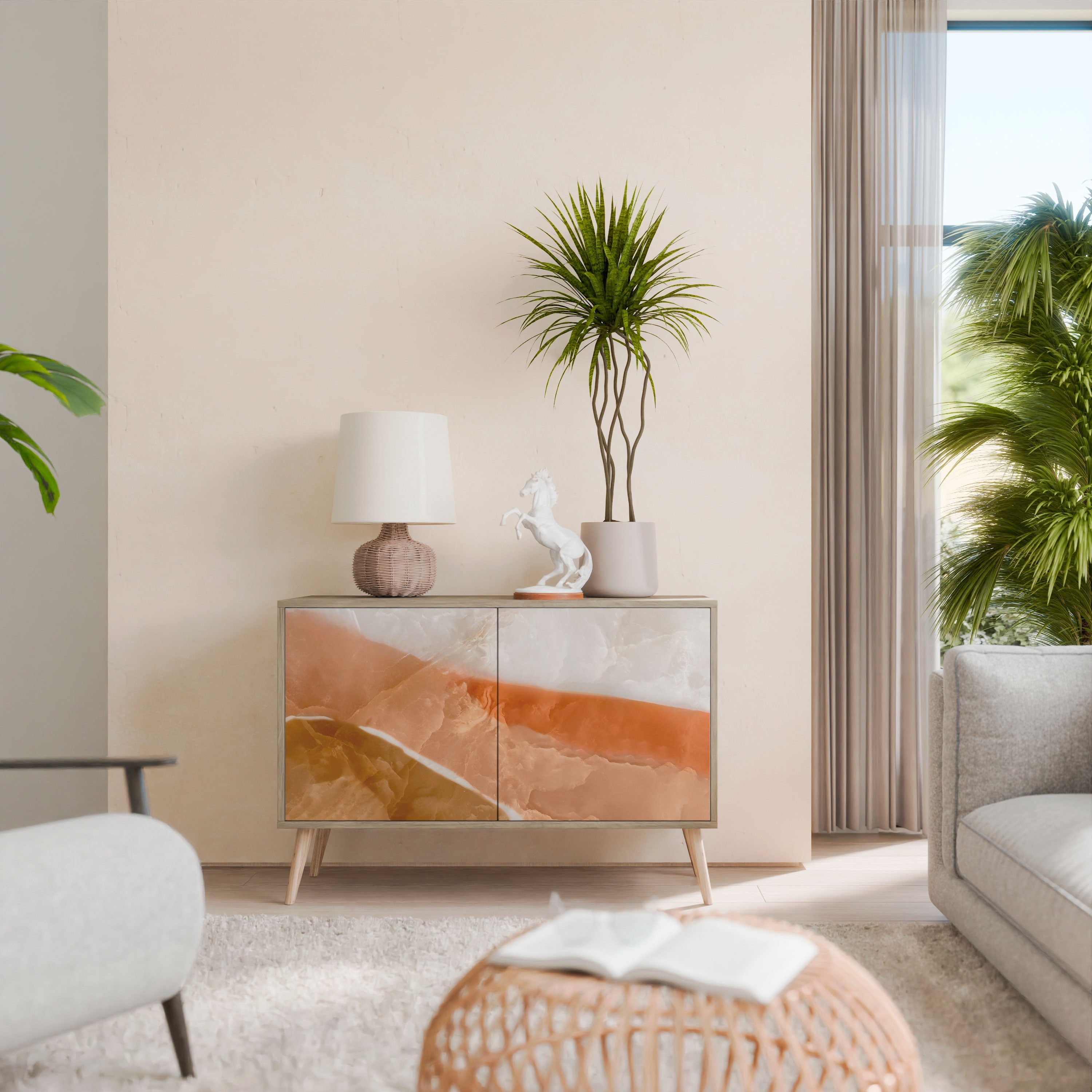 SANDHILLS SPLENDOUR Sideboard mit 2 Türen in Eichenoptik