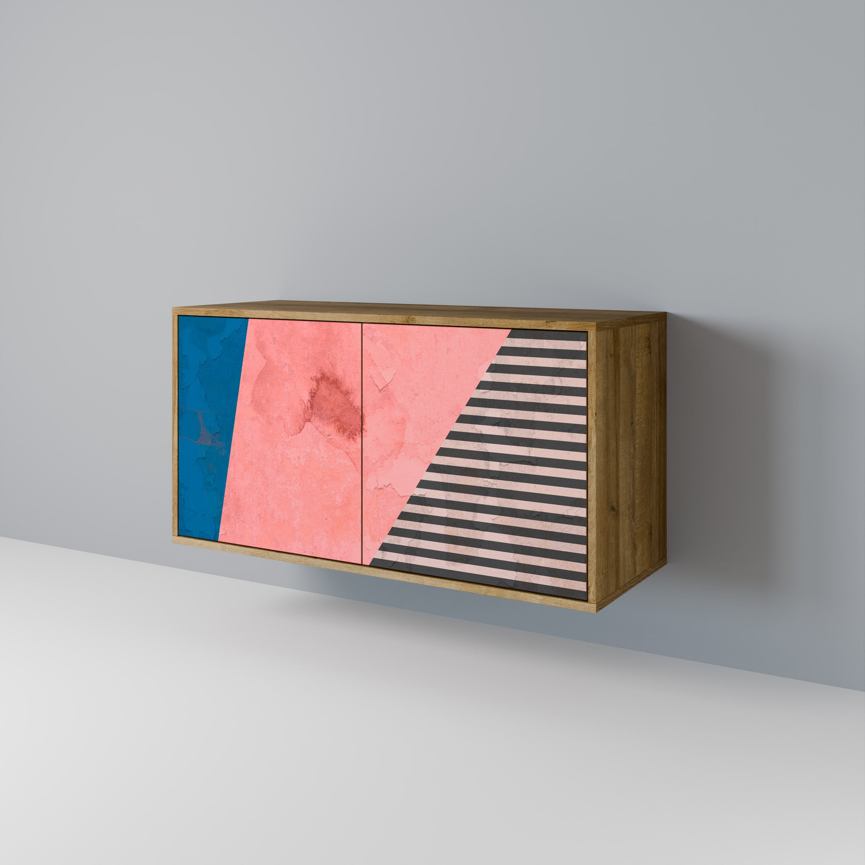 GLAMOROUS STRIPE Sideboard mit 2 Türen in Eichenoptik