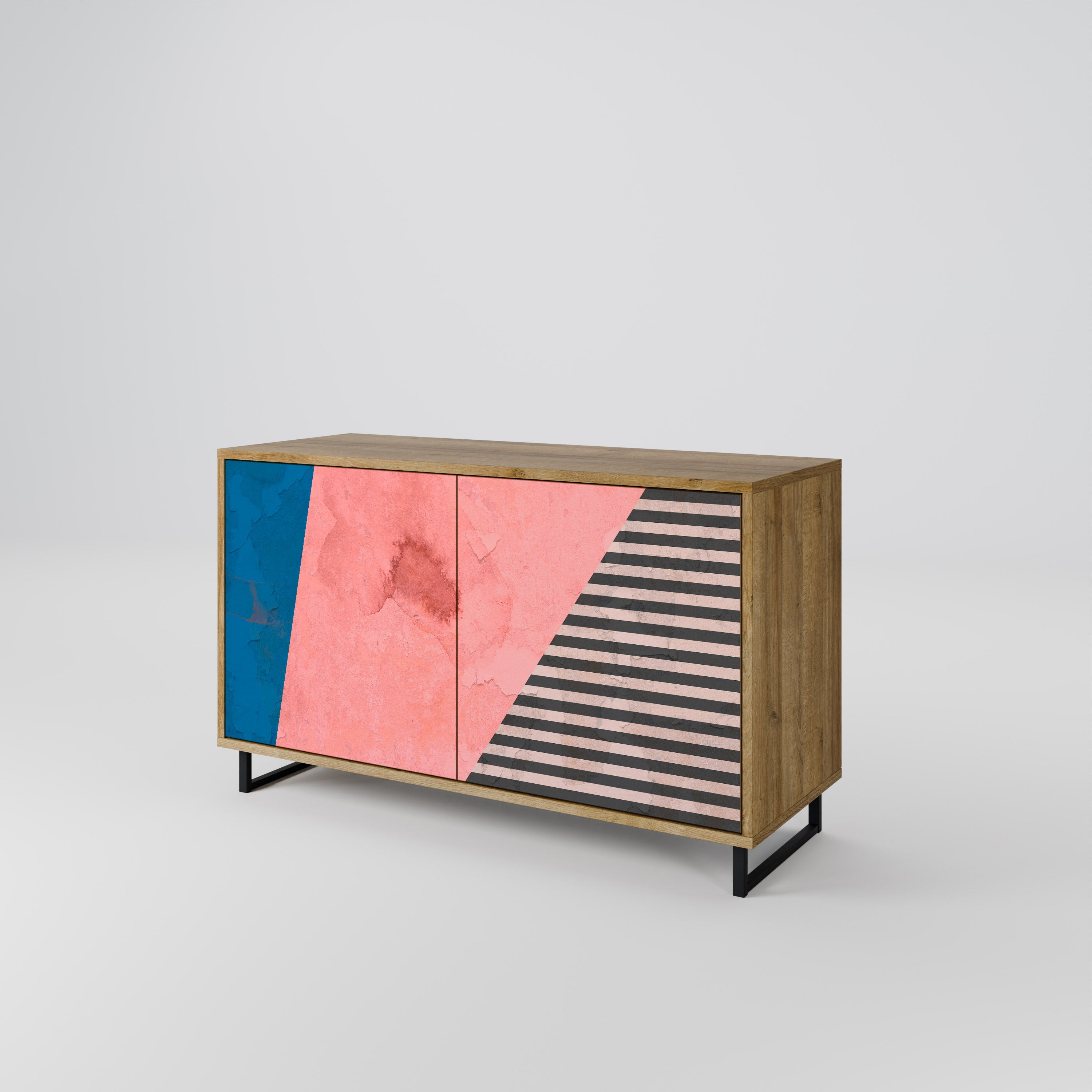 GLAMOROUS STRIPE Sideboard mit 2 Türen in Eichenoptik
