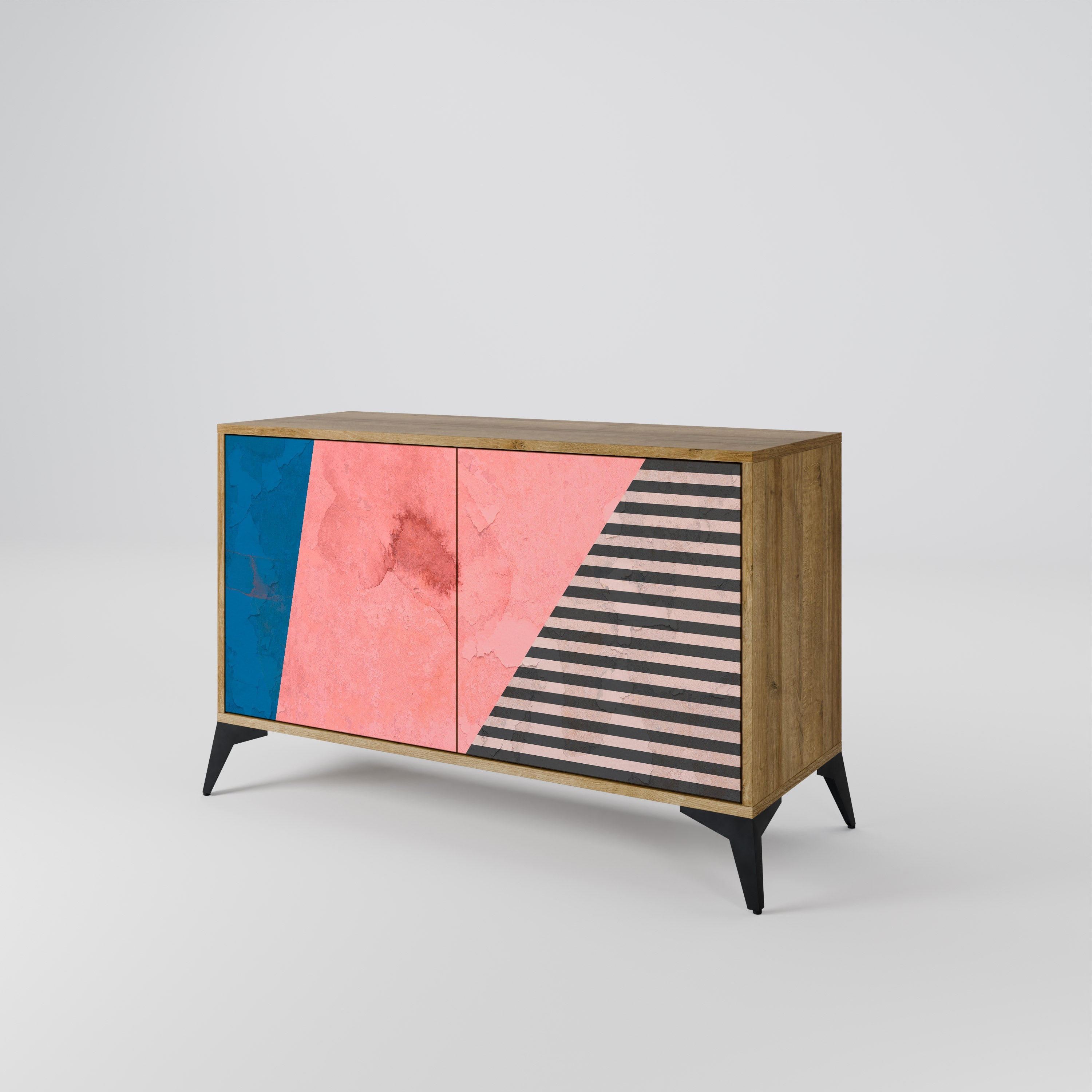 GLAMOROUS STRIPE Sideboard mit 2 Türen in Eichenoptik