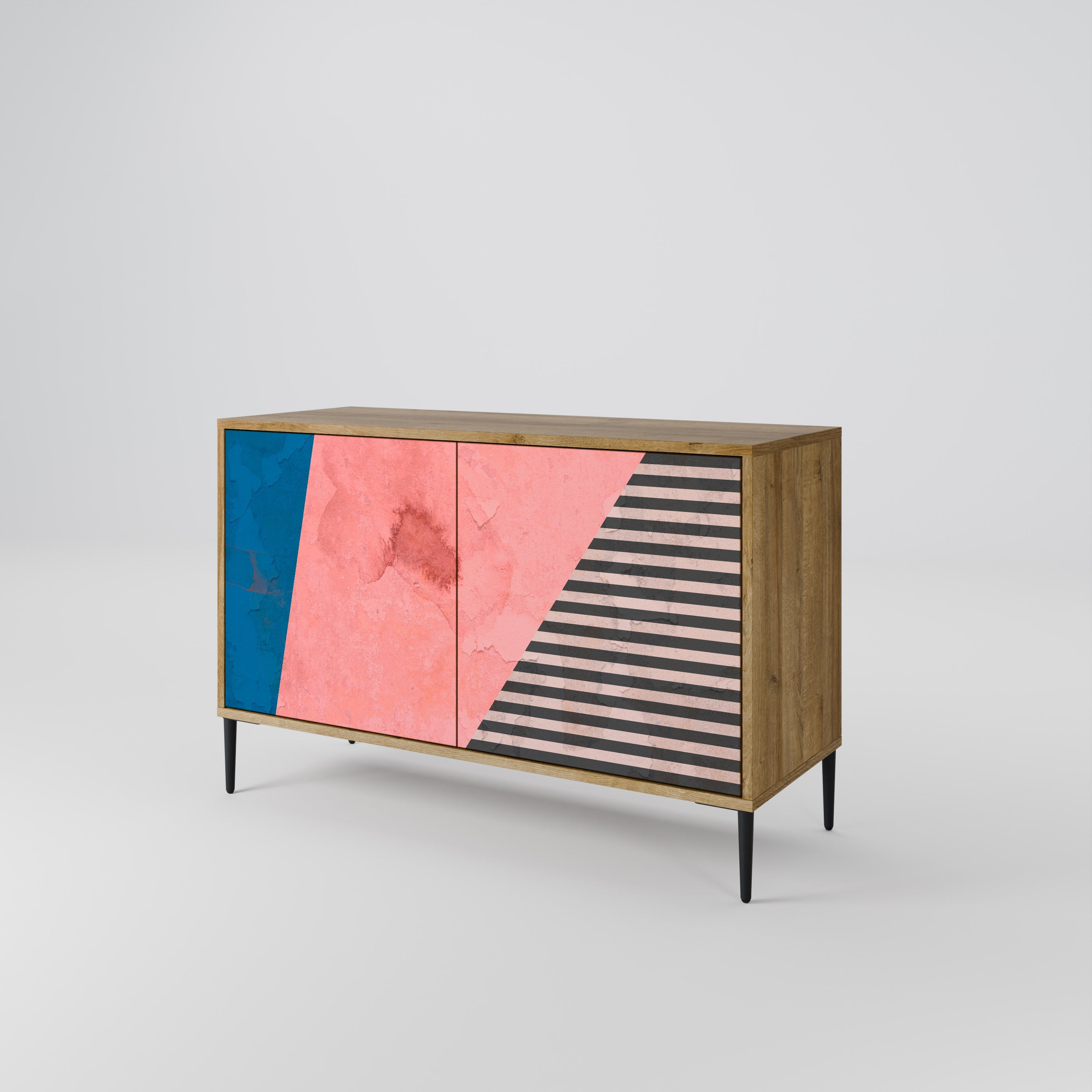 GLAMOROUS STRIPE Sideboard mit 2 Türen in Eichenoptik