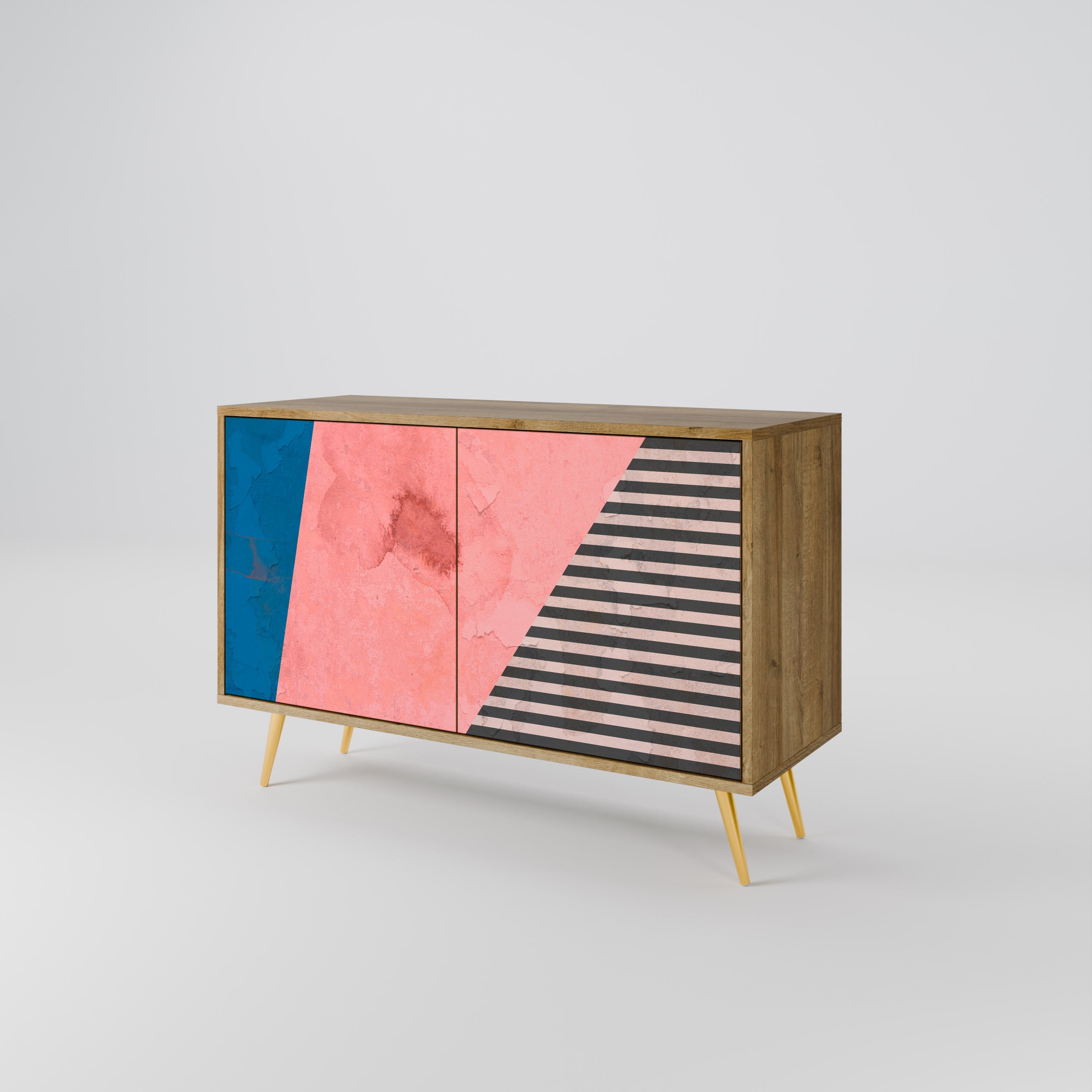 GLAMOROUS STRIPE Sideboard mit 2 Türen in Eichenoptik