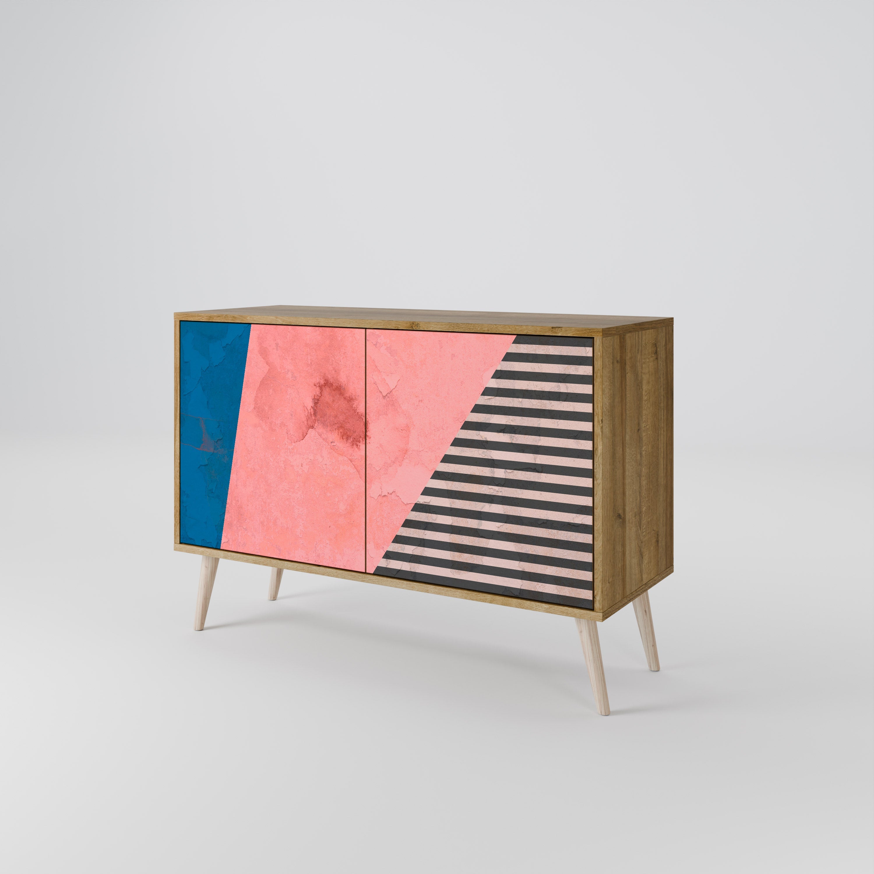 GLAMOROUS STRIPE Sideboard mit 2 Türen in Eichenoptik