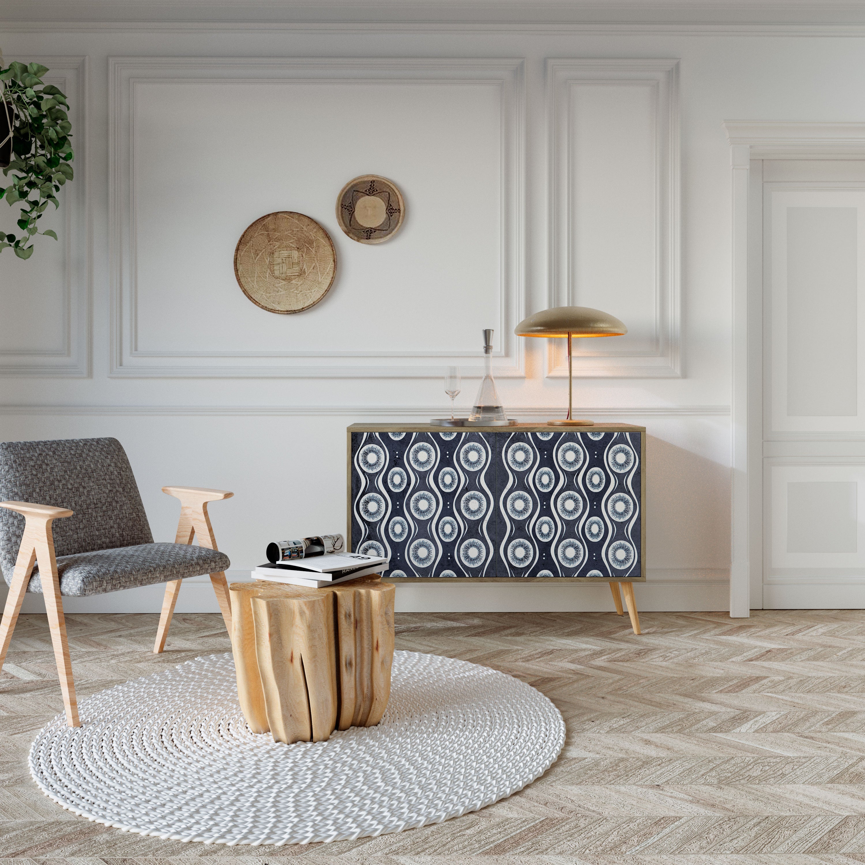 GRAPHITE EYES Sideboard mit 2 Türen in Eichenoptik