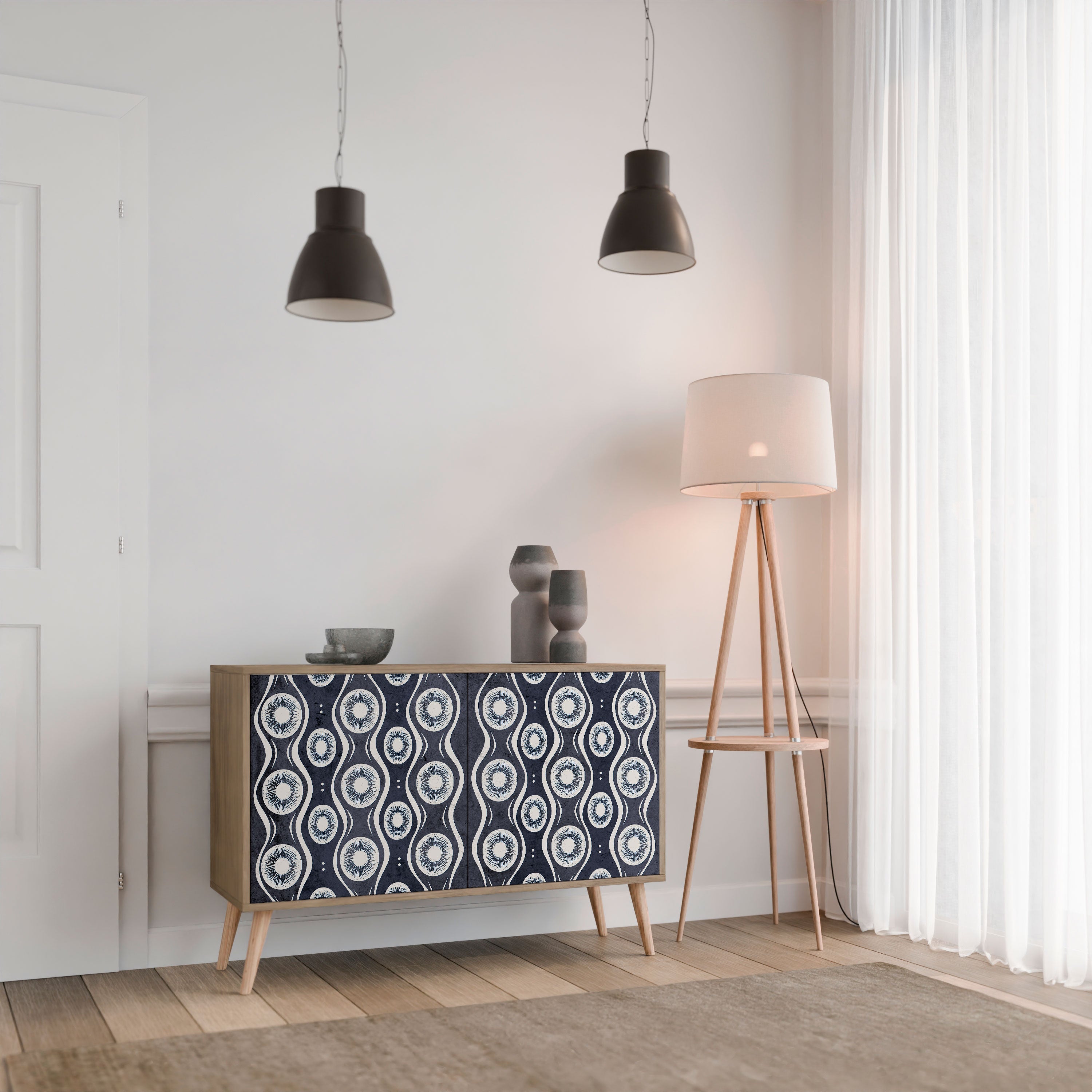 GRAPHITE EYES Sideboard mit 2 Türen in Eichenoptik