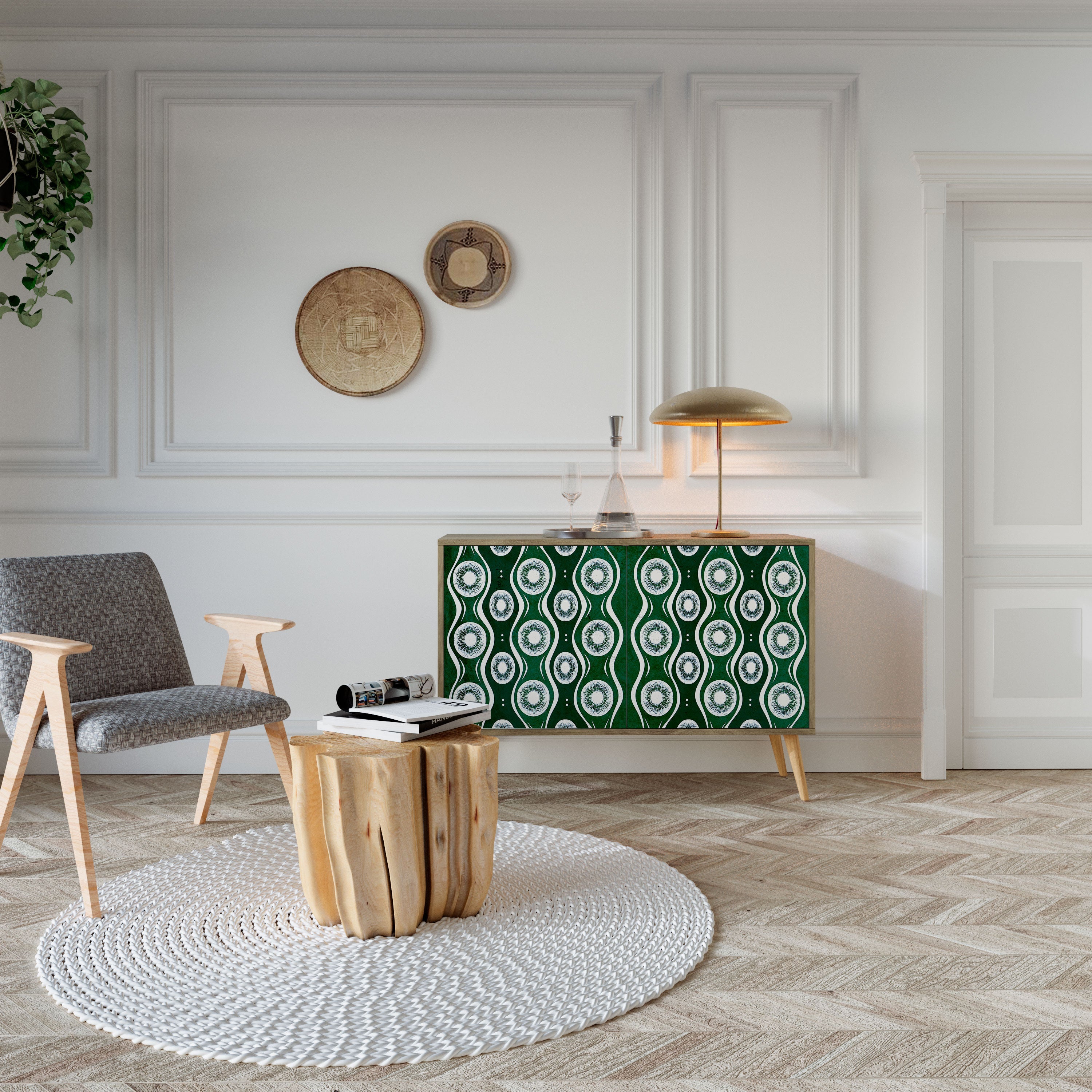 GREEN EYES Sideboard mit 2 Türen in Eichenoptik