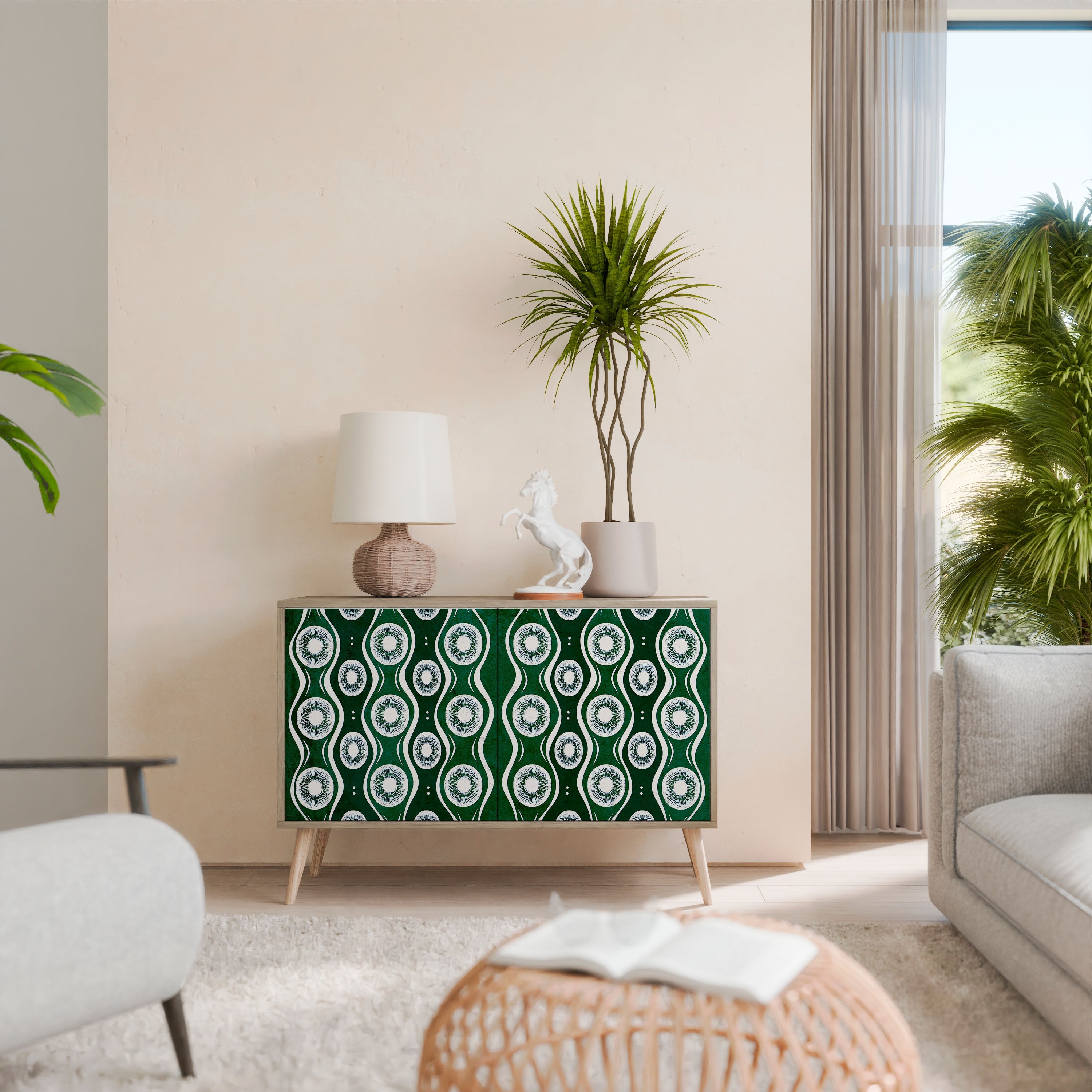 GREEN EYES Sideboard mit 2 Türen in Eichenoptik