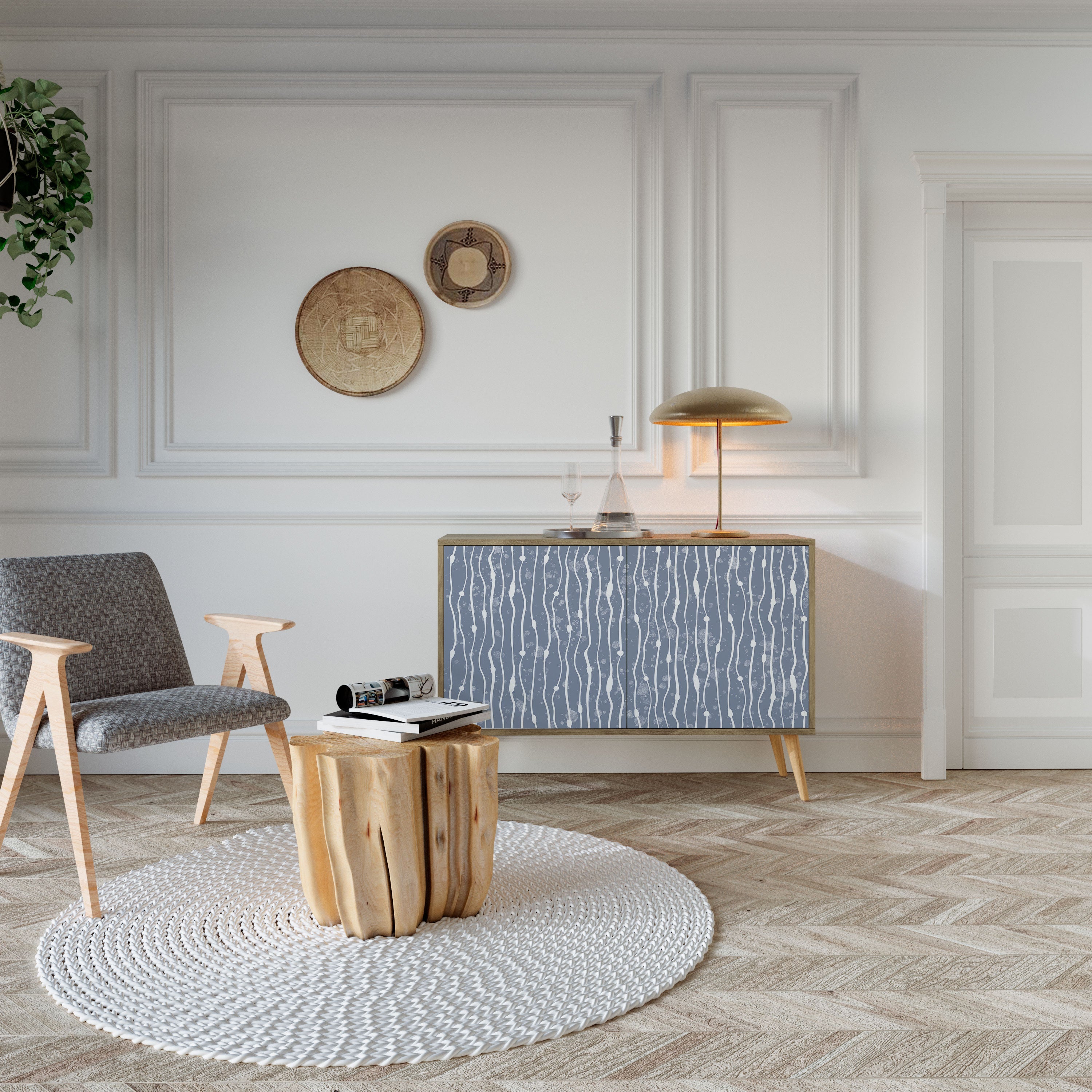 GRAPHITE RAIN Sideboard mit 2 Türen in Eichenoptik