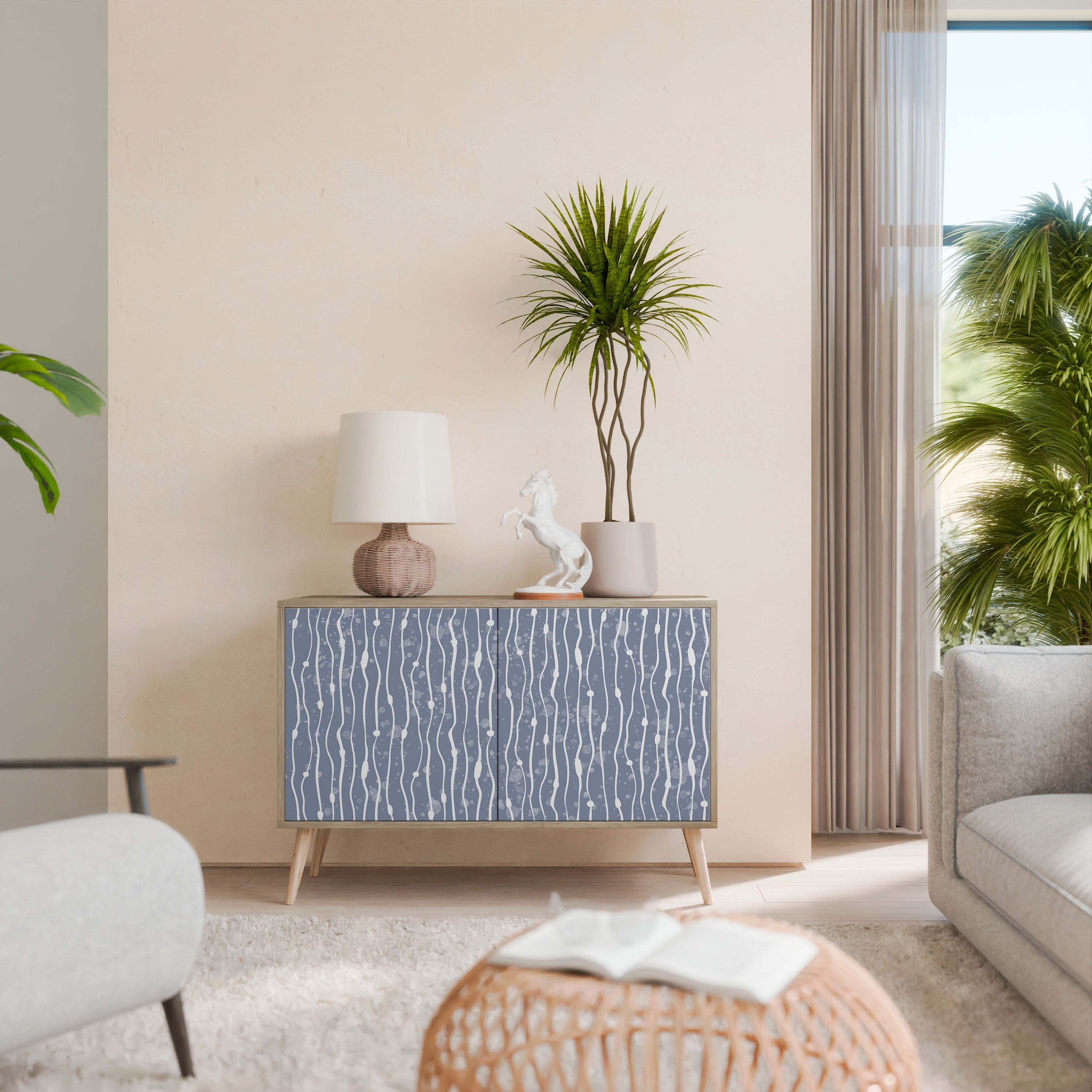 GRAPHITE RAIN Sideboard mit 2 Türen in Eichenoptik