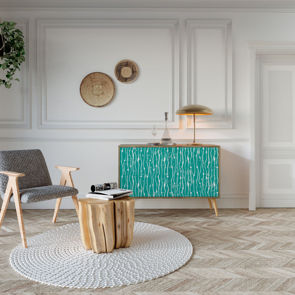 TURQUOISE RAIN Sideboard mit 2 Türen in Eichenoptik