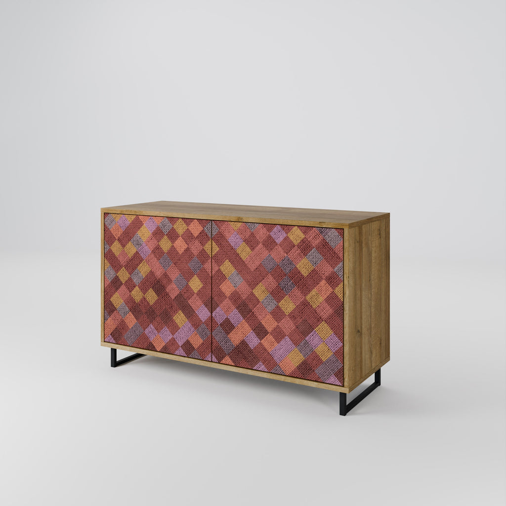 PAINTED SQUARES Sideboard mit 2 Türen in Eichenoptik