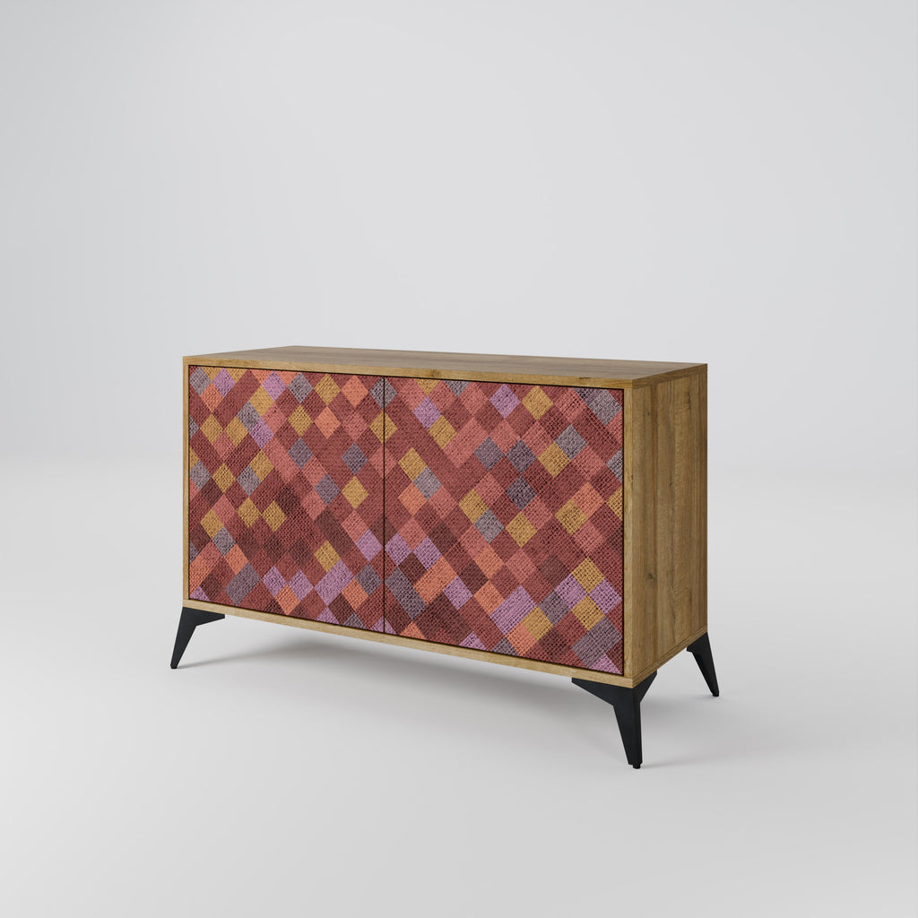 PAINTED SQUARES Sideboard mit 2 Türen in Eichenoptik