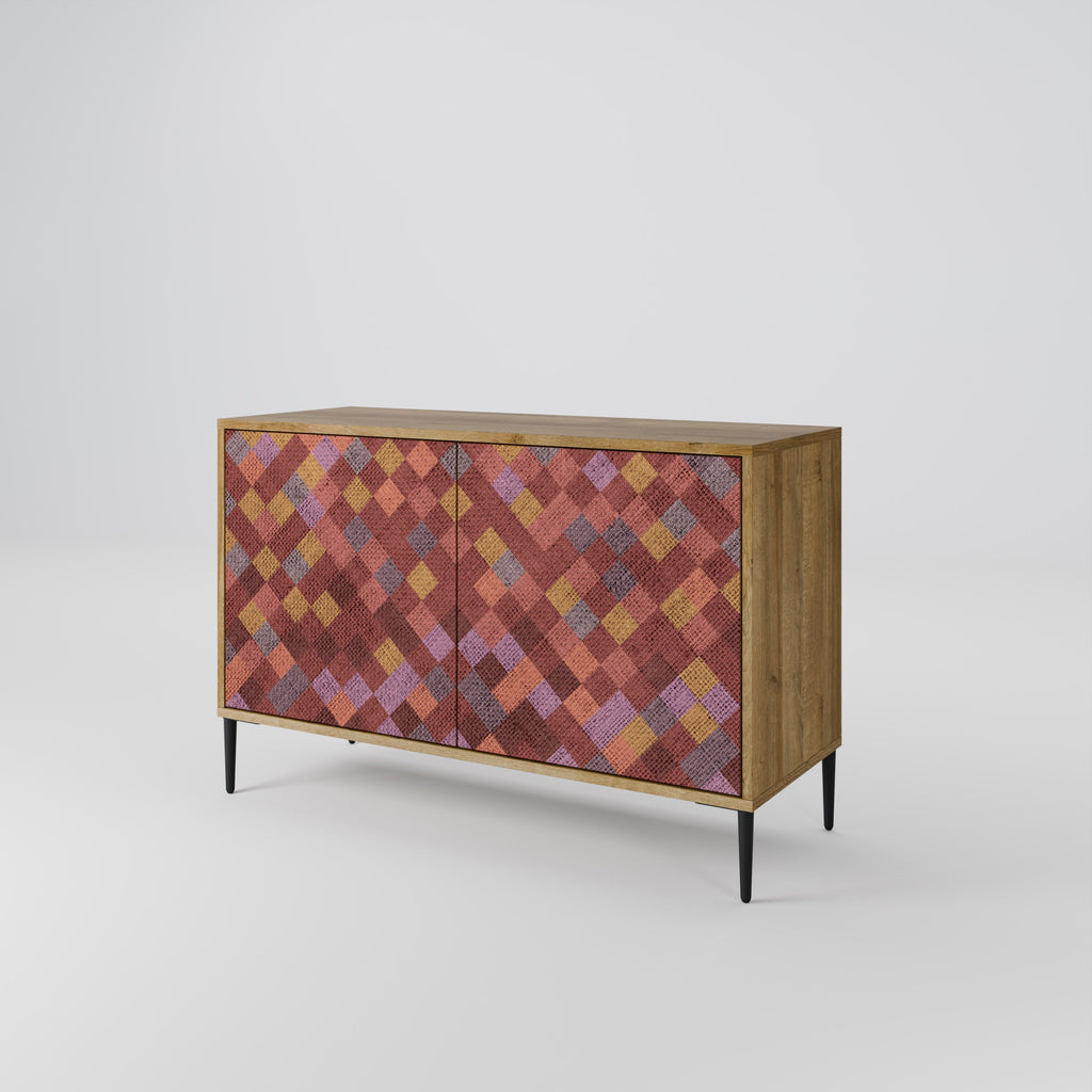 PAINTED SQUARES Sideboard mit 2 Türen in Eichenoptik