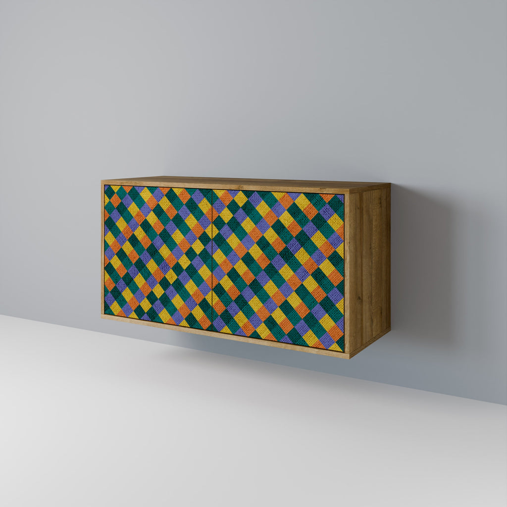 PAINTED SQUARES MIX Sideboard mit 2 Türen in Eichenoptik