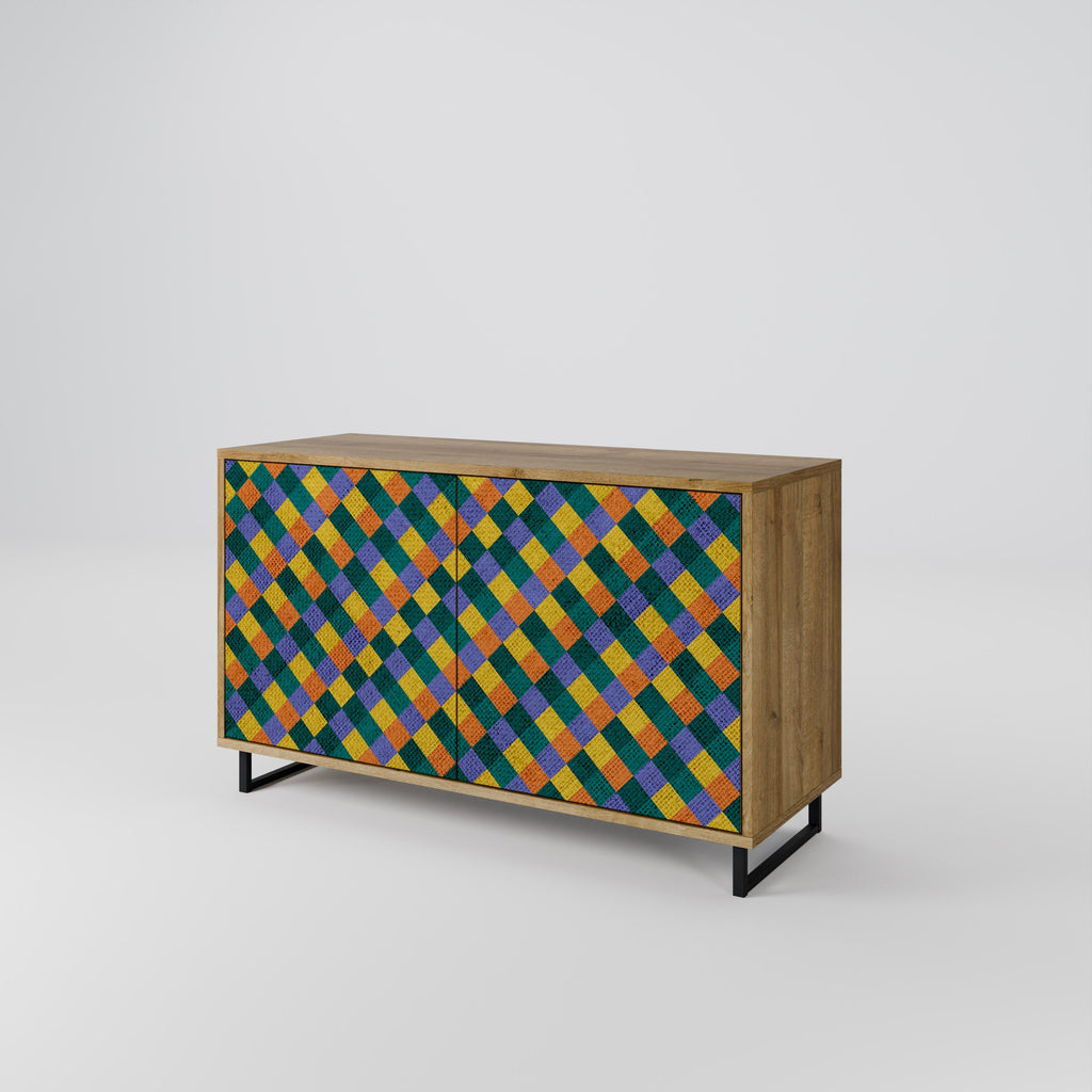 PAINTED SQUARES MIX Sideboard mit 2 Türen in Eichenoptik