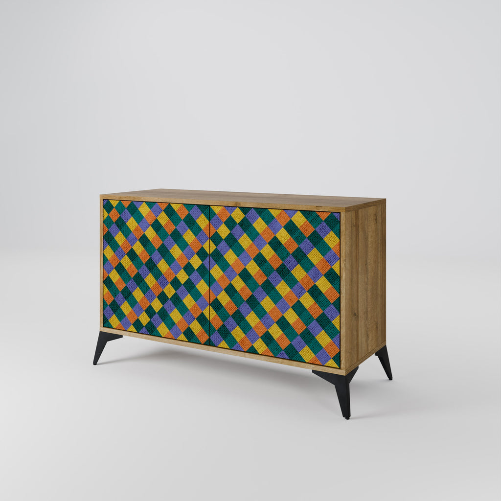 PAINTED SQUARES MIX Sideboard mit 2 Türen in Eichenoptik