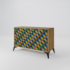 PAINTED SQUARES MIX 2-Door Sideboard in Oak Effect