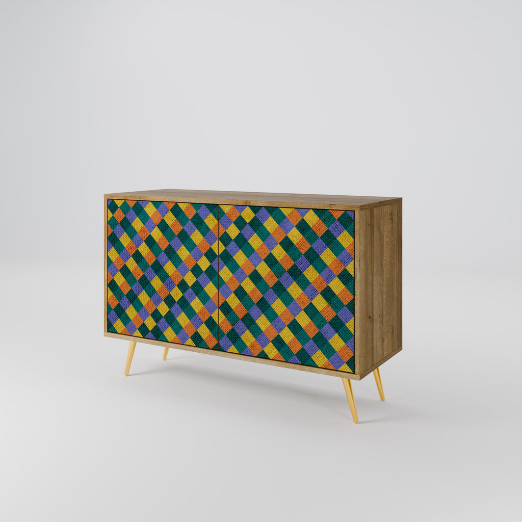 PAINTED SQUARES MIX Sideboard mit 2 Türen in Eichenoptik