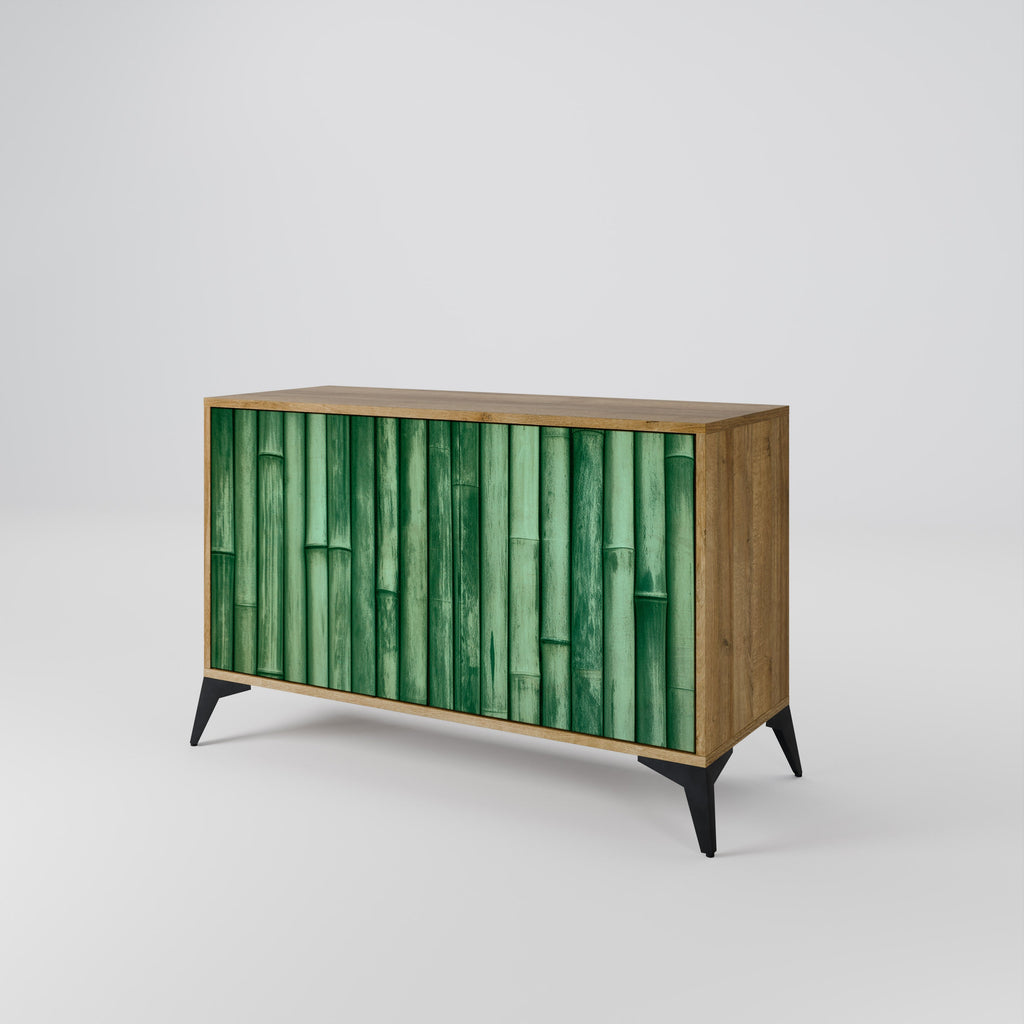 NATURAL GREEN Sideboard mit 2 Türen in Eichenoptik