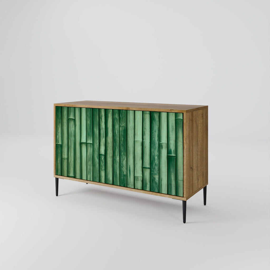 NATURAL GREEN Sideboard mit 2 Türen in Eichenoptik