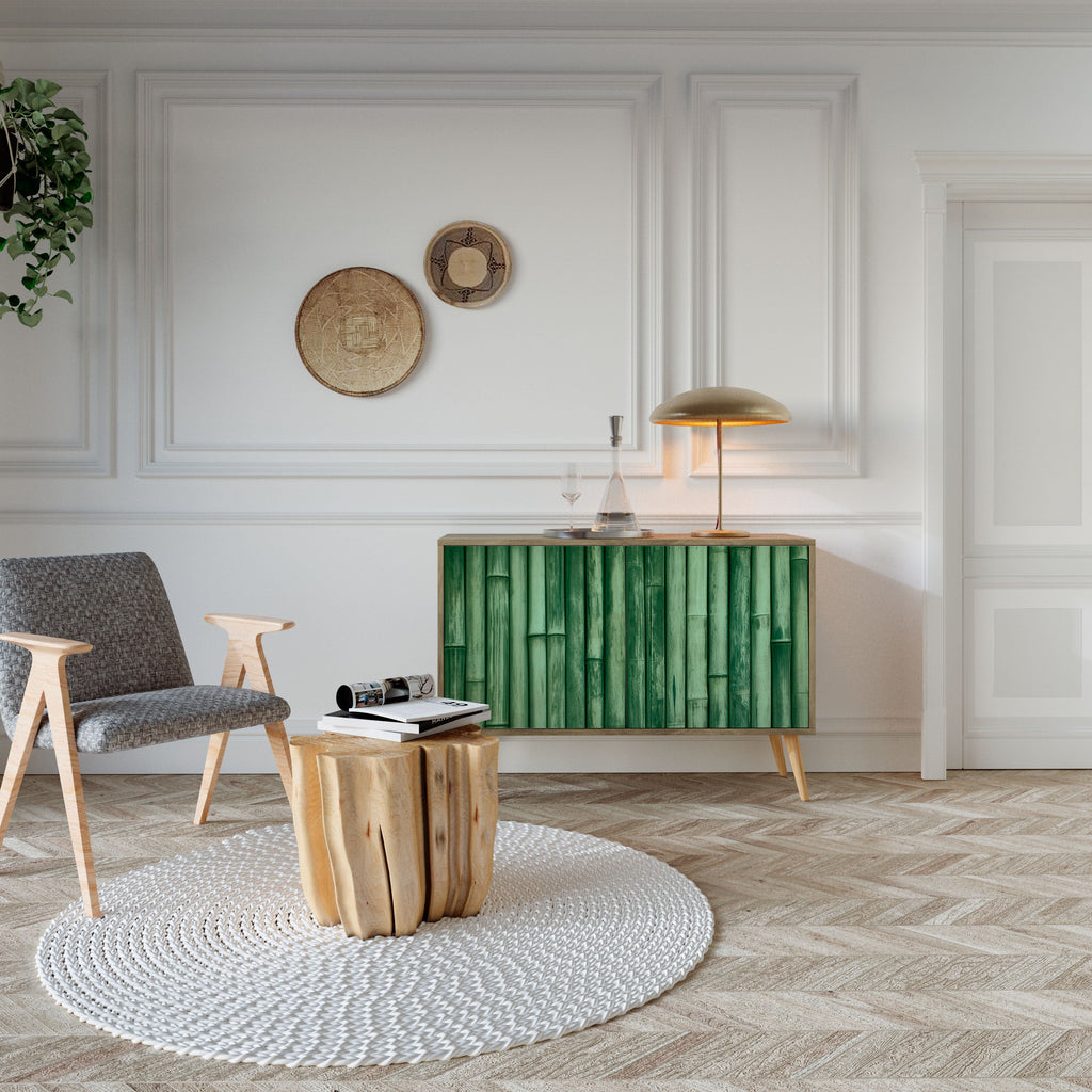 NATURAL GREEN Sideboard mit 2 Türen in Eichenoptik