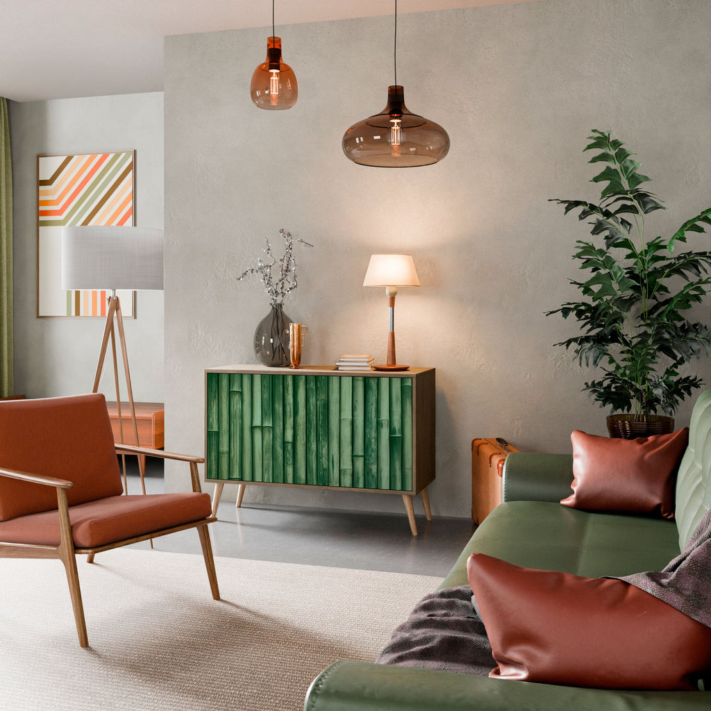 NATURAL GREEN Sideboard mit 2 Türen in Eichenoptik